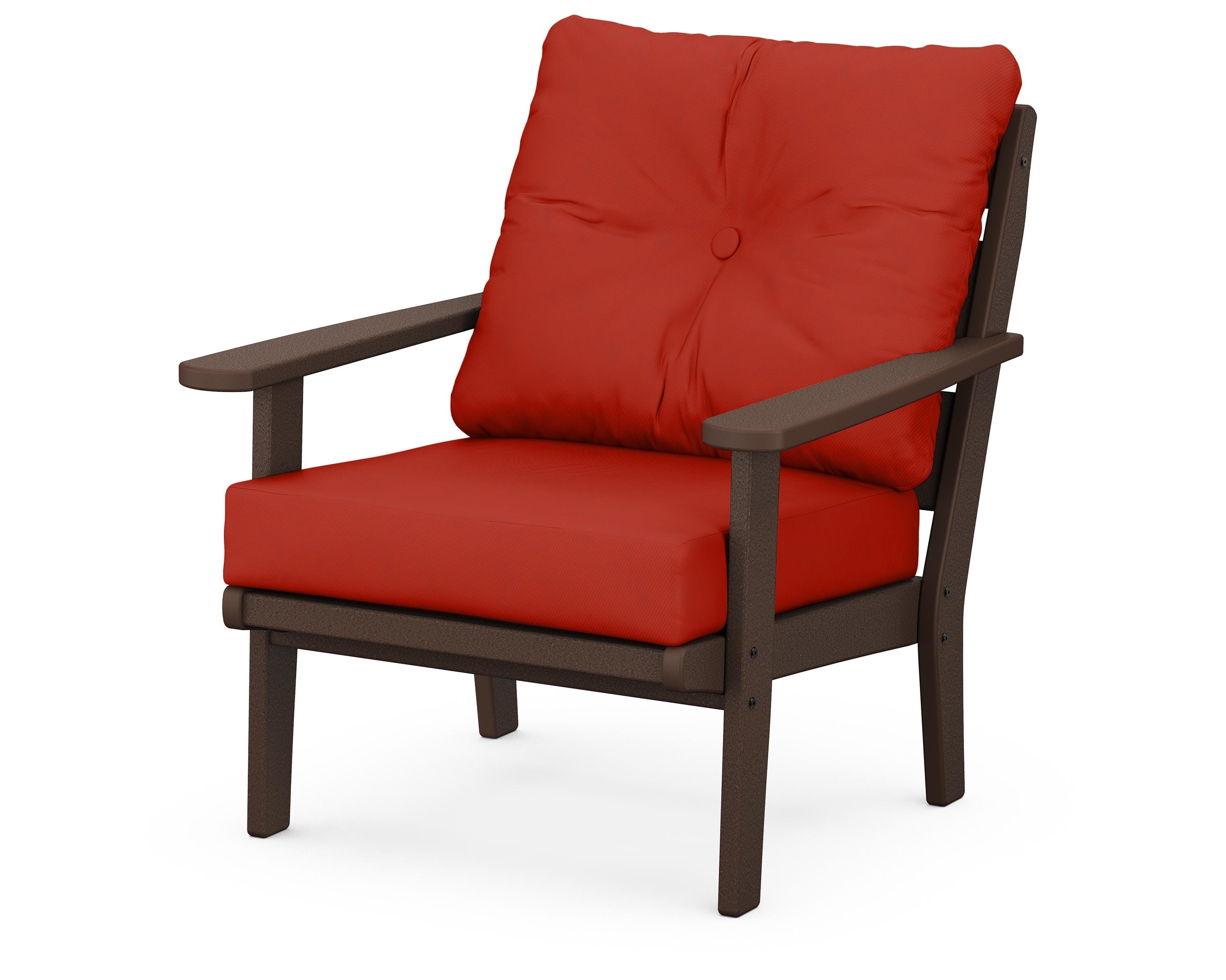 POLYWOOD® Lakeside Deep Seating Chair in Mahogany / Canvas Jockey Red