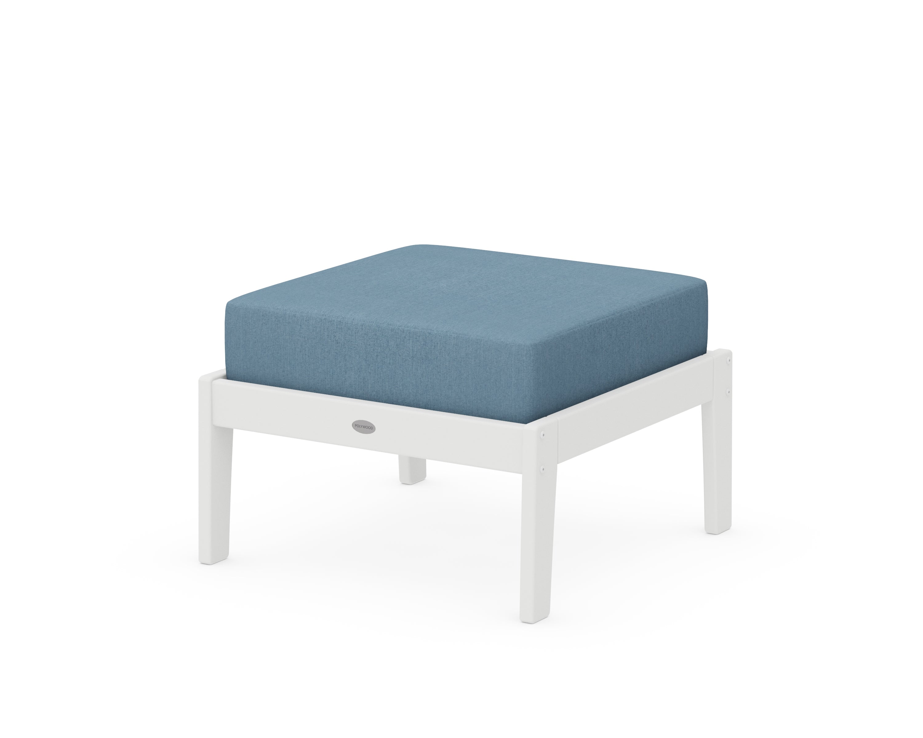 Unbranded Deep Seating Ottoman in White / Sky Blue