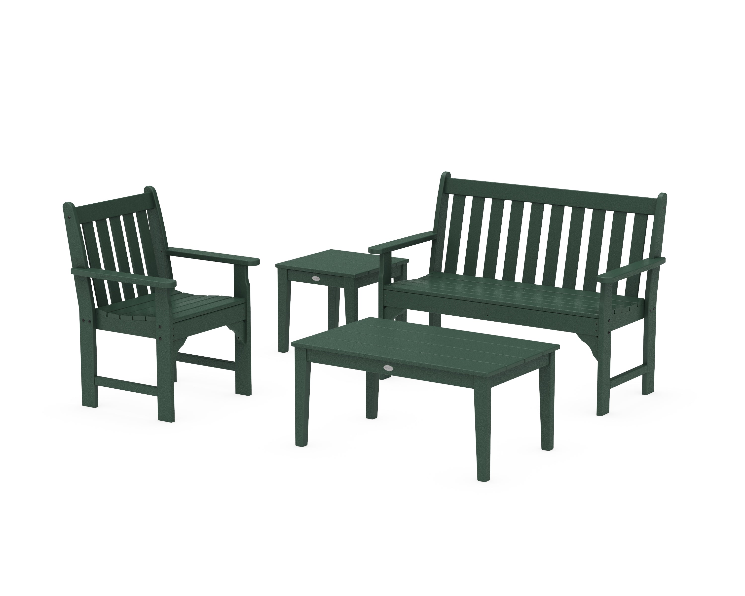 POLYWOOD® Vineyard 4-Piece Bench Seating Set in Green