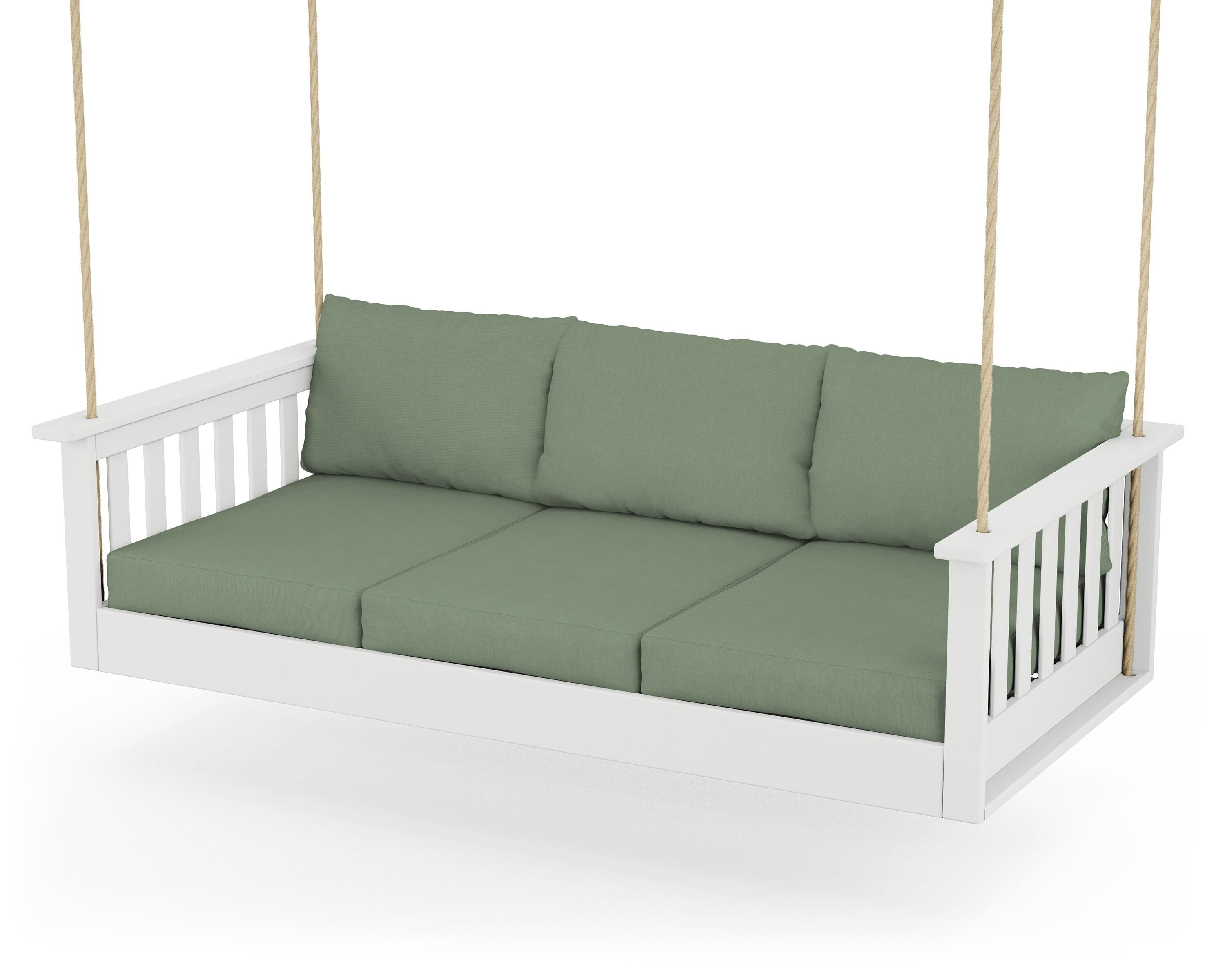 POLYWOOD® Vineyard Daybed Swing in White / Exhale Rainwashed