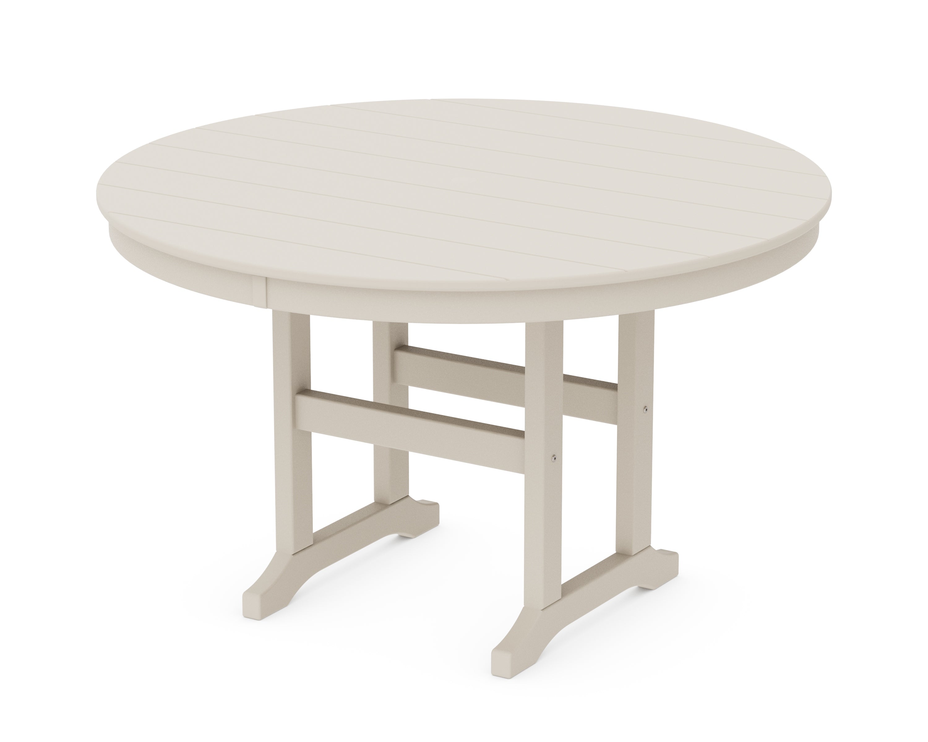 POLYWOOD® 48" Round Farmhouse Dining Table in Sand