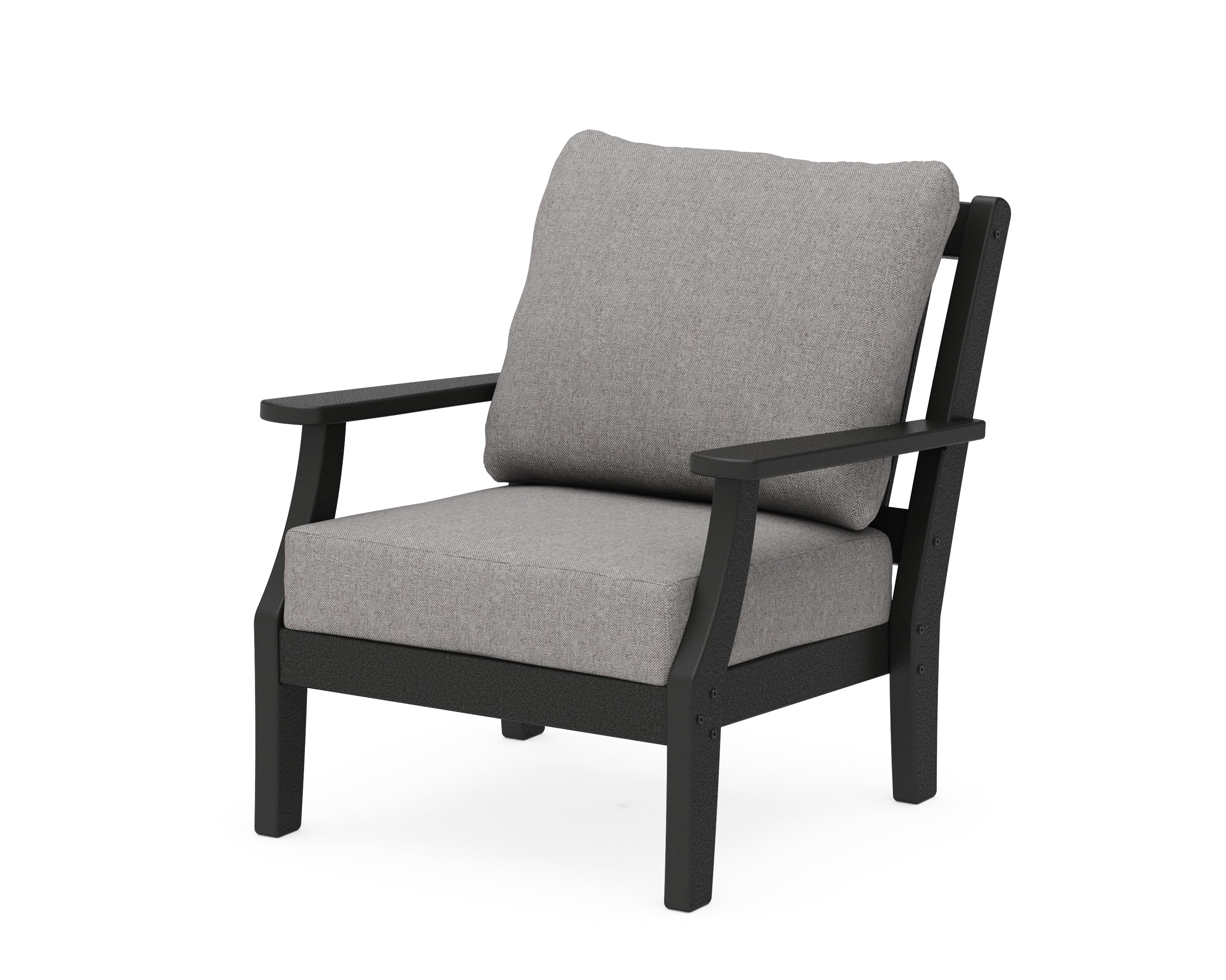 Martha Stewart by POLYWOOD® Chinoiserie Deep Seating Chair in Black / Grey Mist
