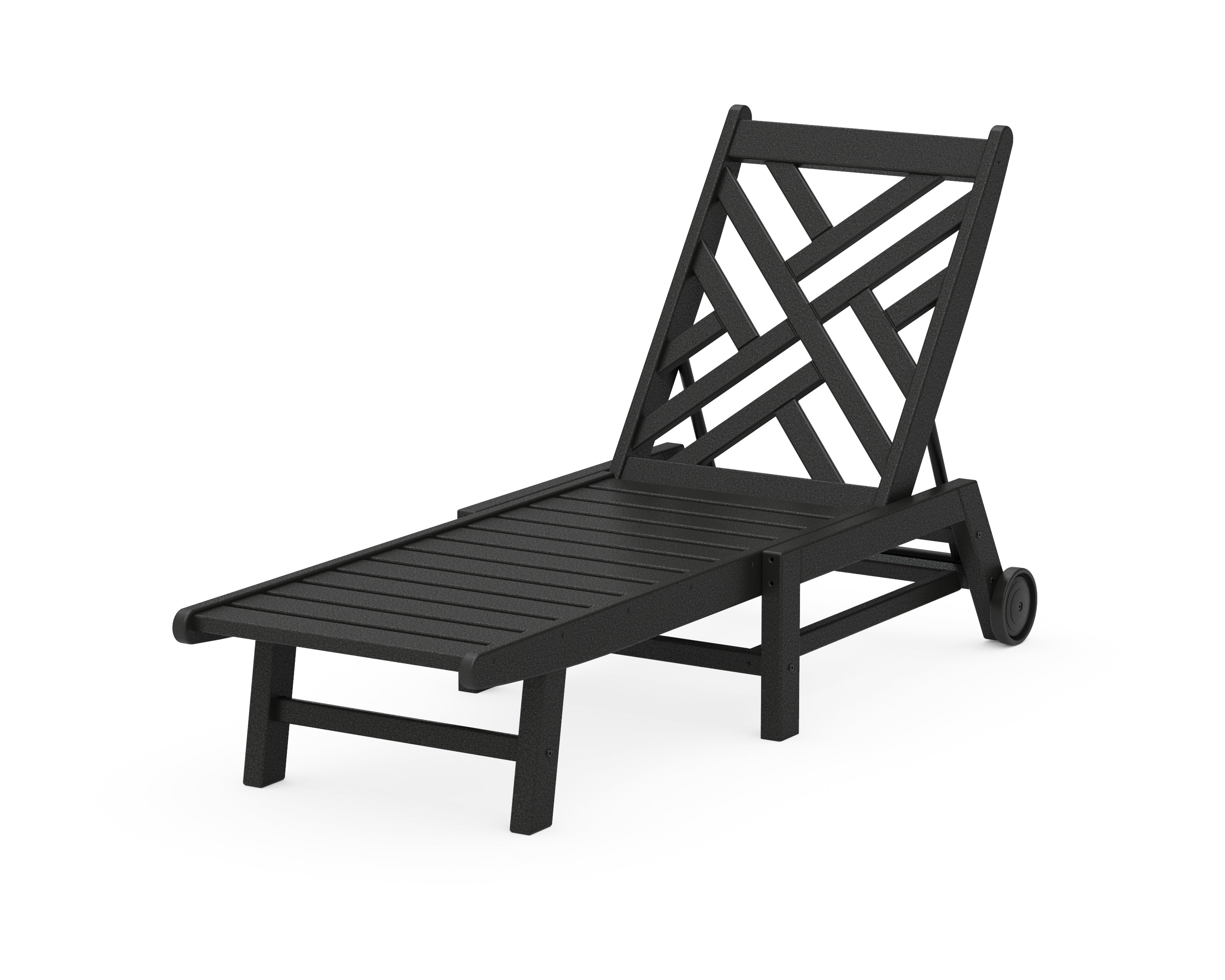 POLYWOOD® Chippendale Chaise with Wheels in Black