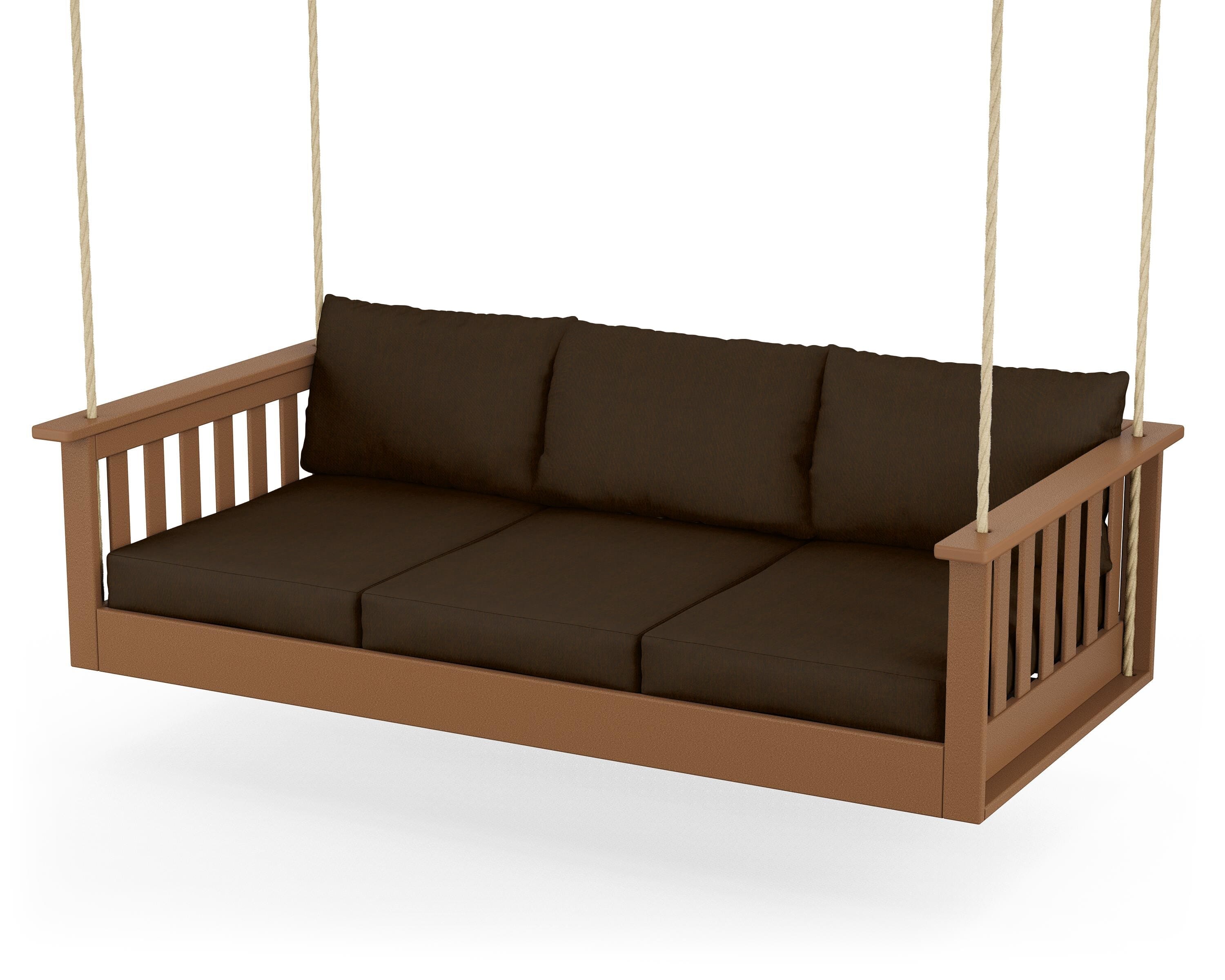 POLYWOOD® Vineyard Daybed Swing in Teak / Canvas Java