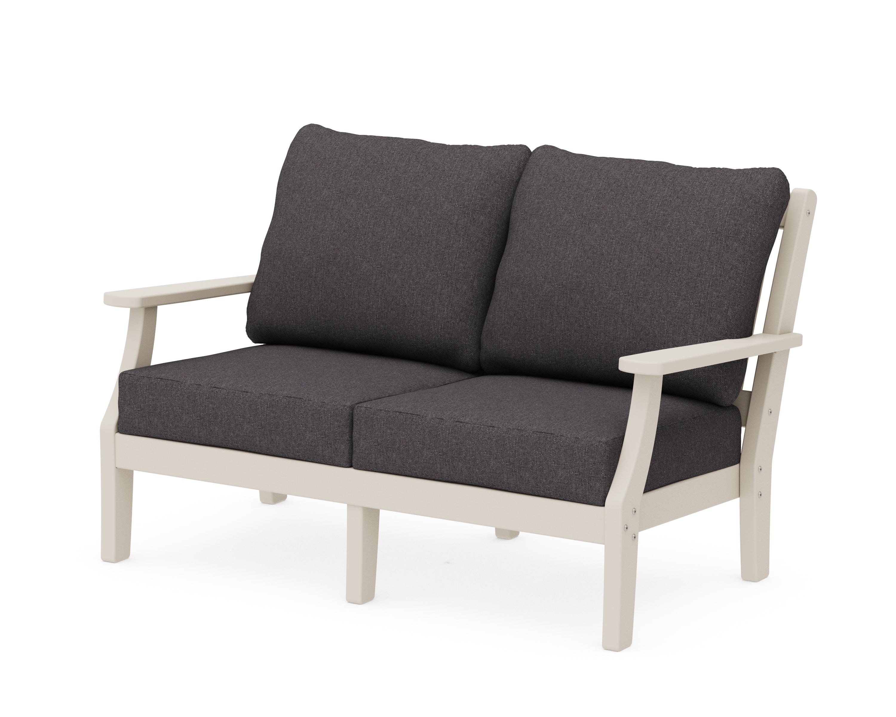Martha Stewart by POLYWOOD® Chinoiserie Deep Seating Loveseat in Sand / Ash Charcoal