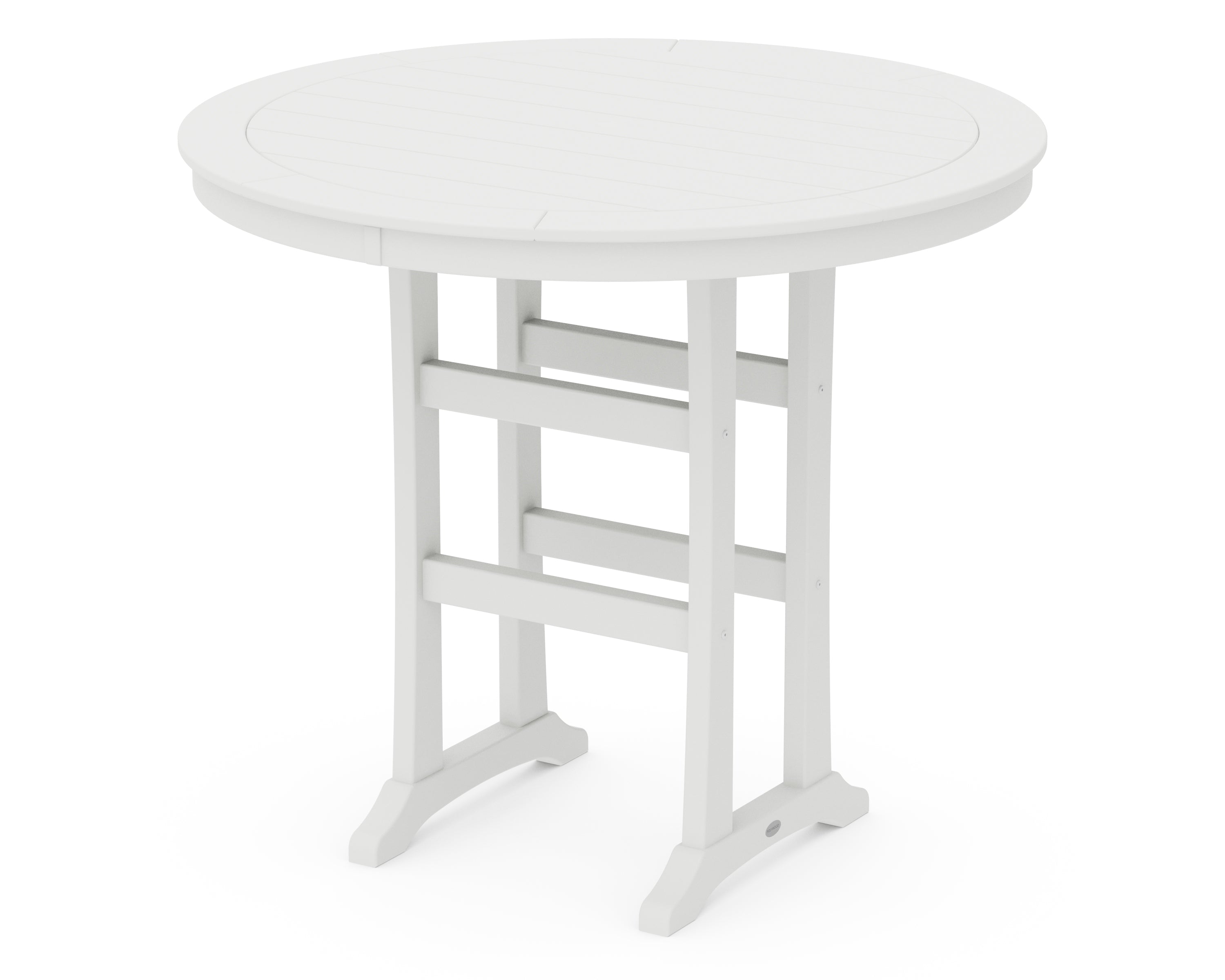 POLYWOOD® Nautical Trestle 48" Round Bar Table in White