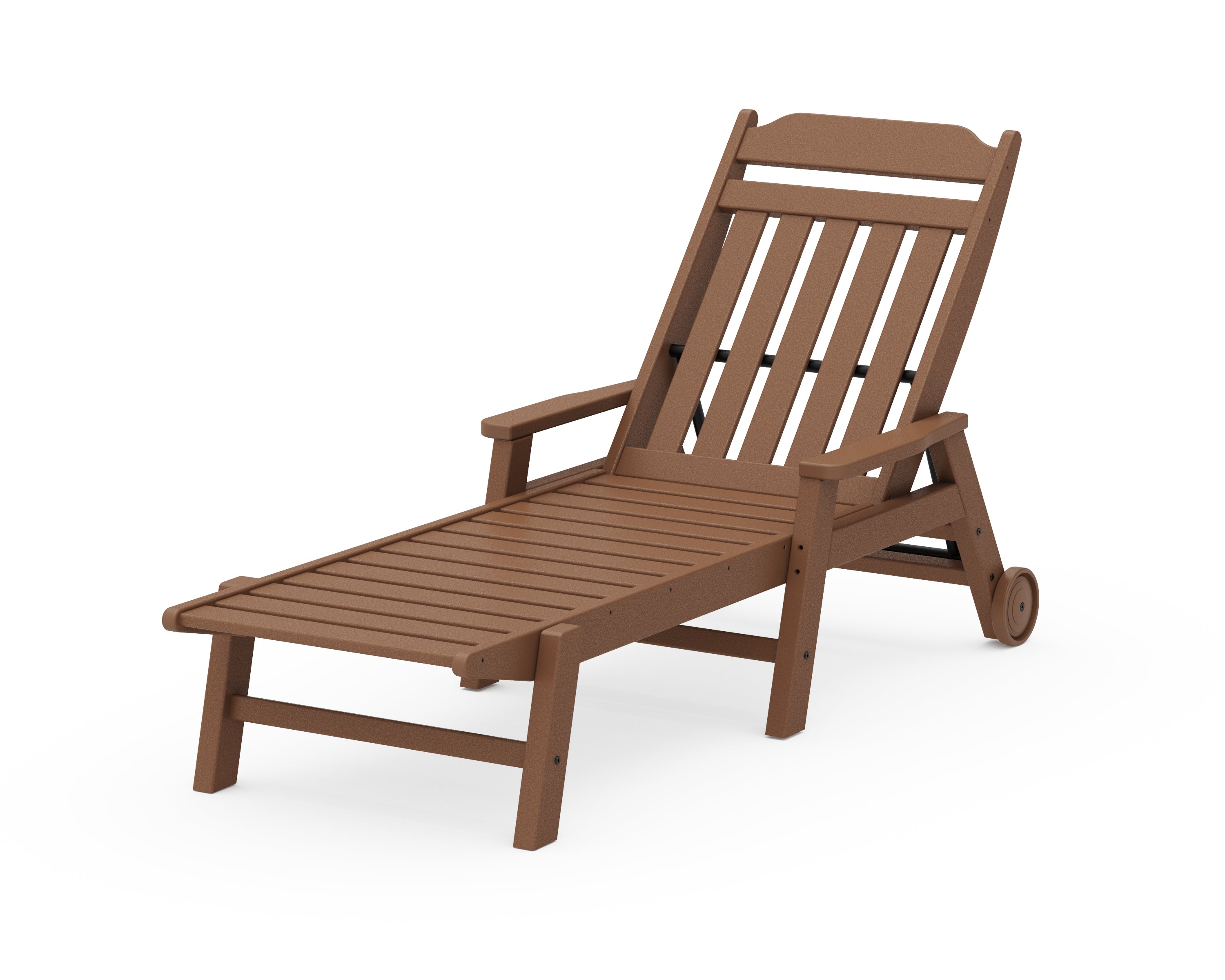 Country Living Cottage Chaise with Arms and Wheels in Teak