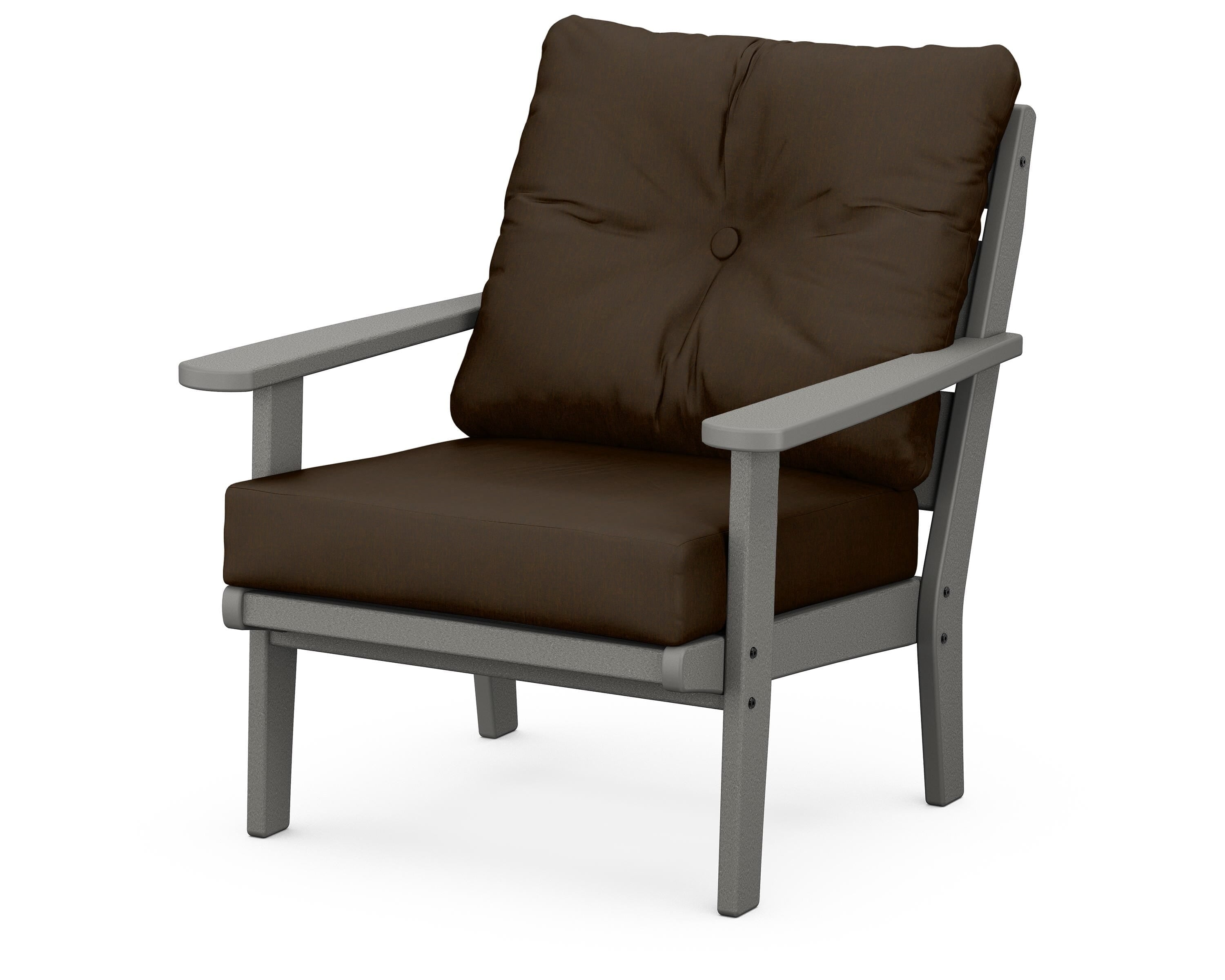 POLYWOOD® Lakeside Deep Seating Chair in Slate Grey / Canvas Java