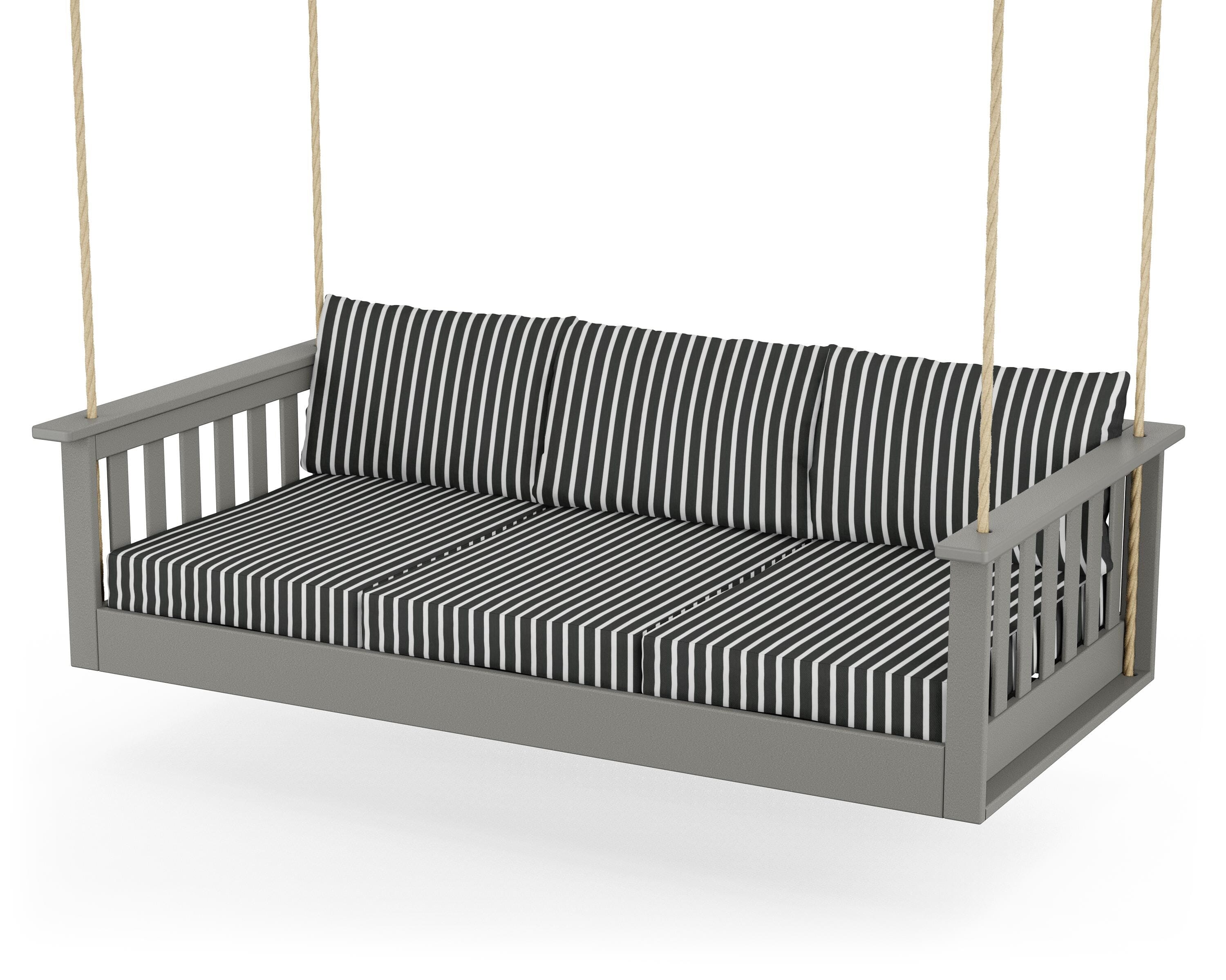 POLYWOOD® Vineyard Daybed Swing in Slate Grey / Shore Classic
