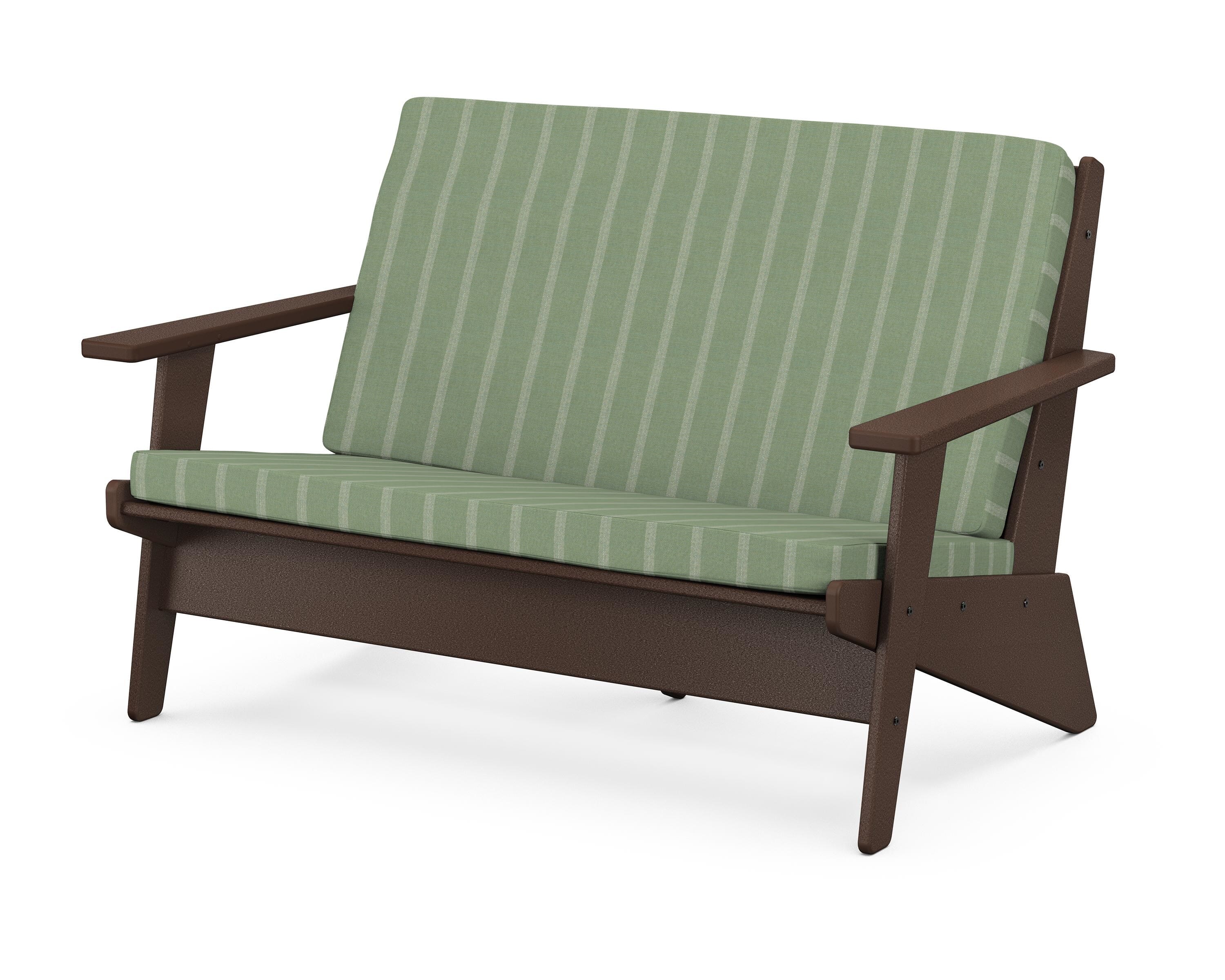 POLYWOOD® Riviera Modern Lounge Loveseat in Mahogany / Unwind Rainwashed