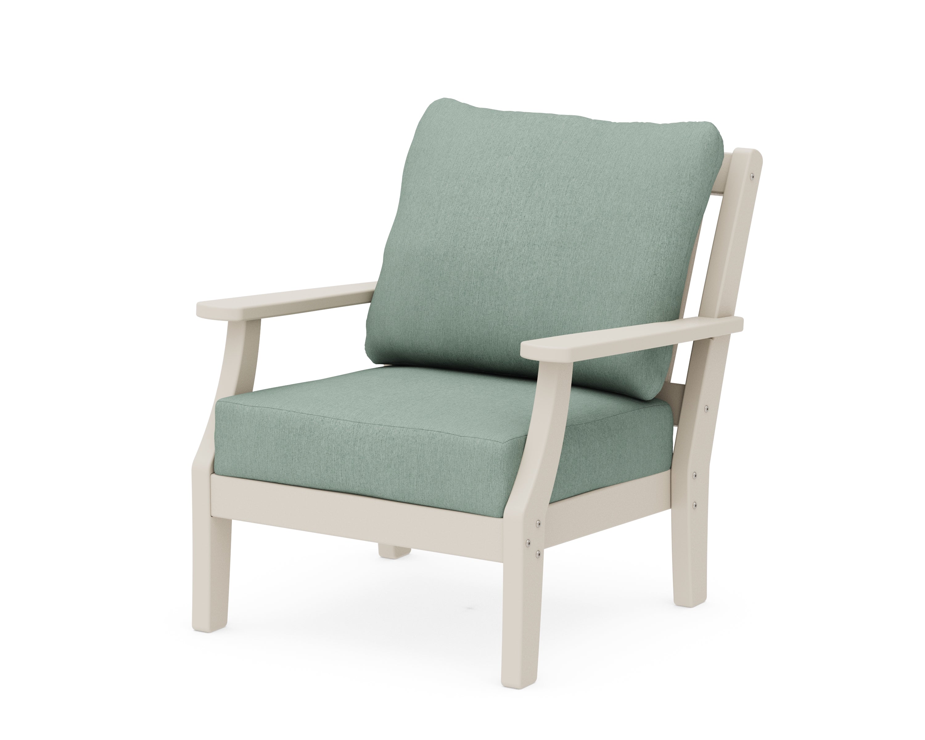 Martha Stewart by POLYWOOD® Chinoiserie Deep Seating Chair in Sand / Glacier Spa
