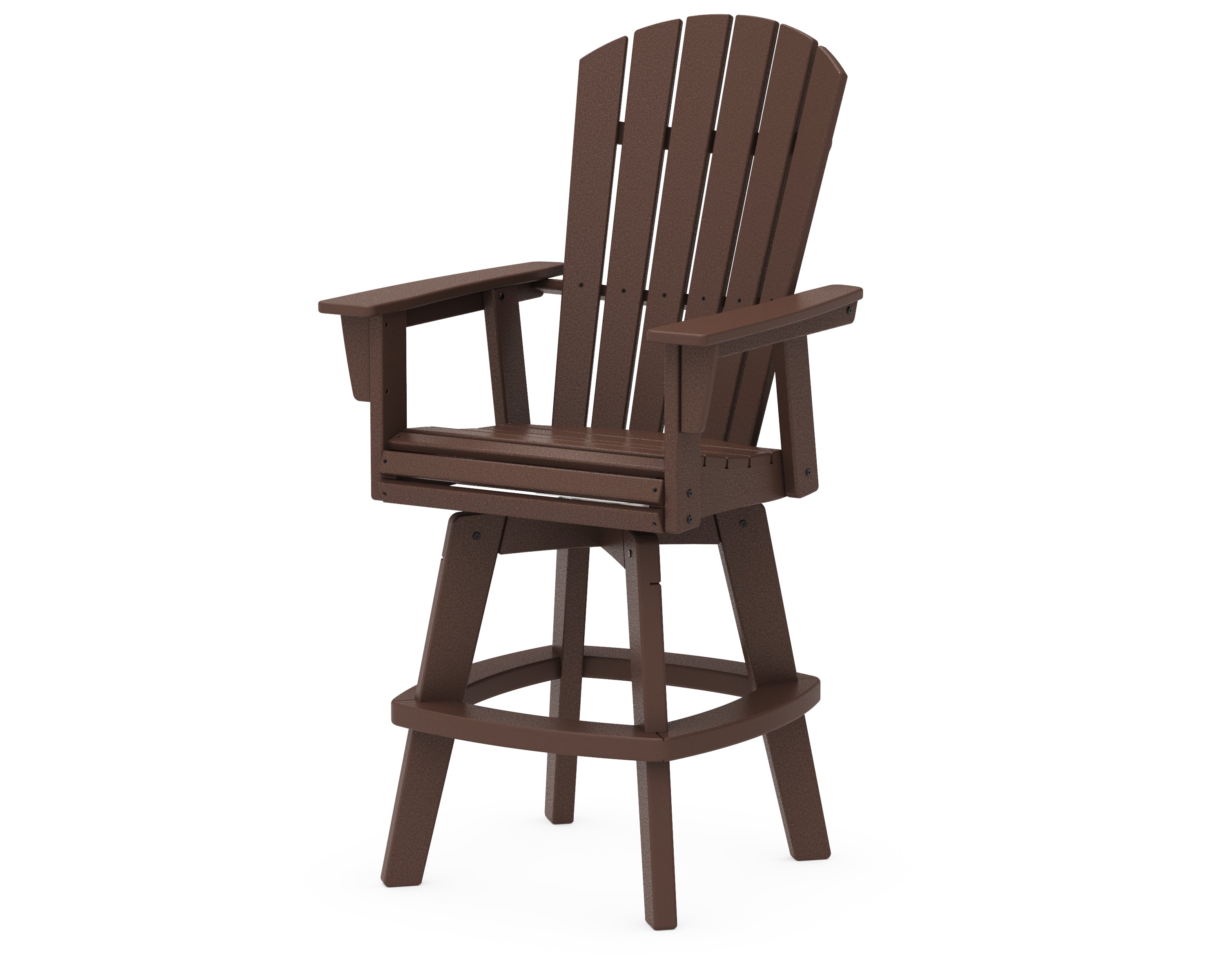 POLYWOOD® Nautical Curveback Adirondack Swivel Bar Chair in Mahogany