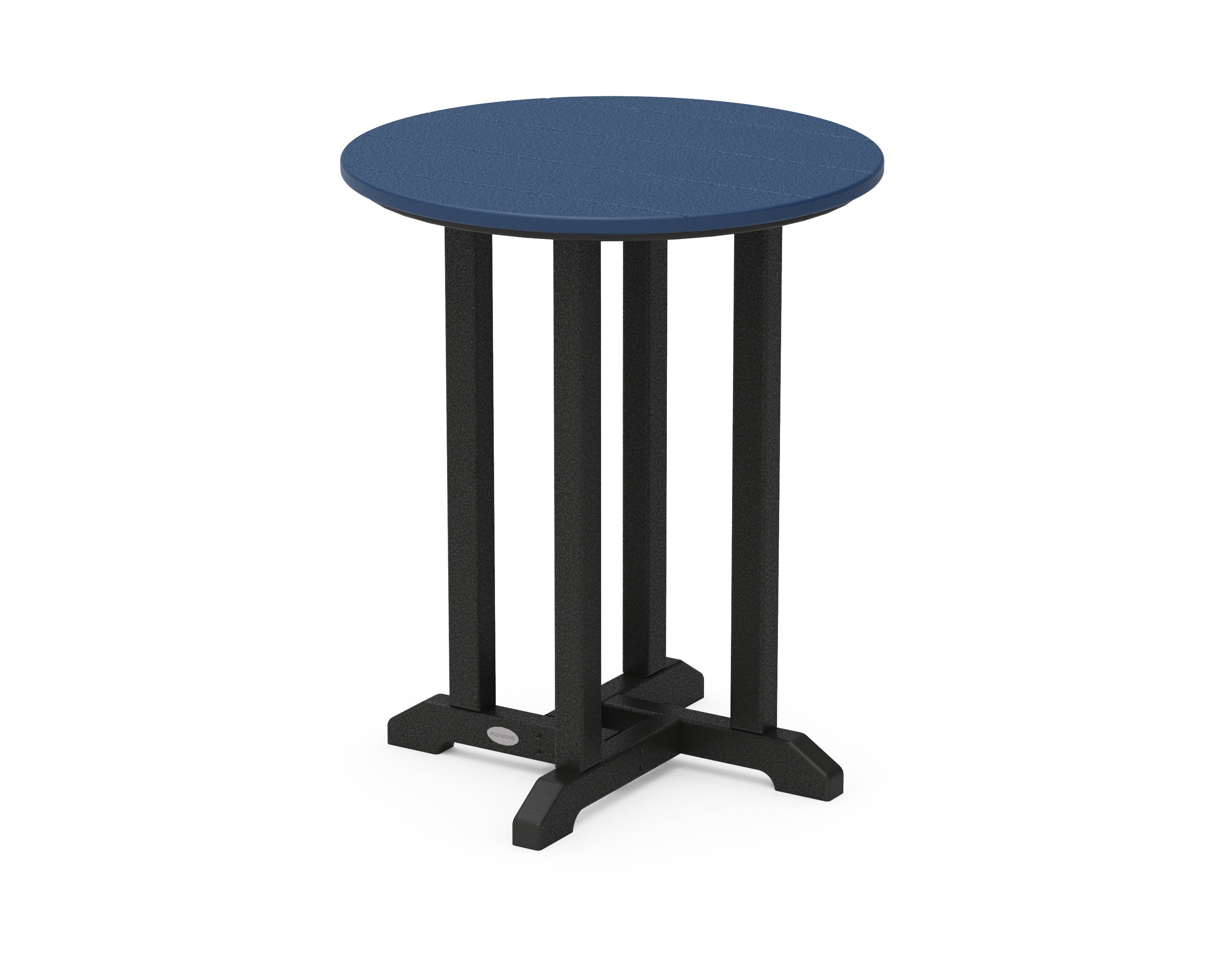 POLYWOOD® Contempo 24" Round Dining Table in Black / Navy