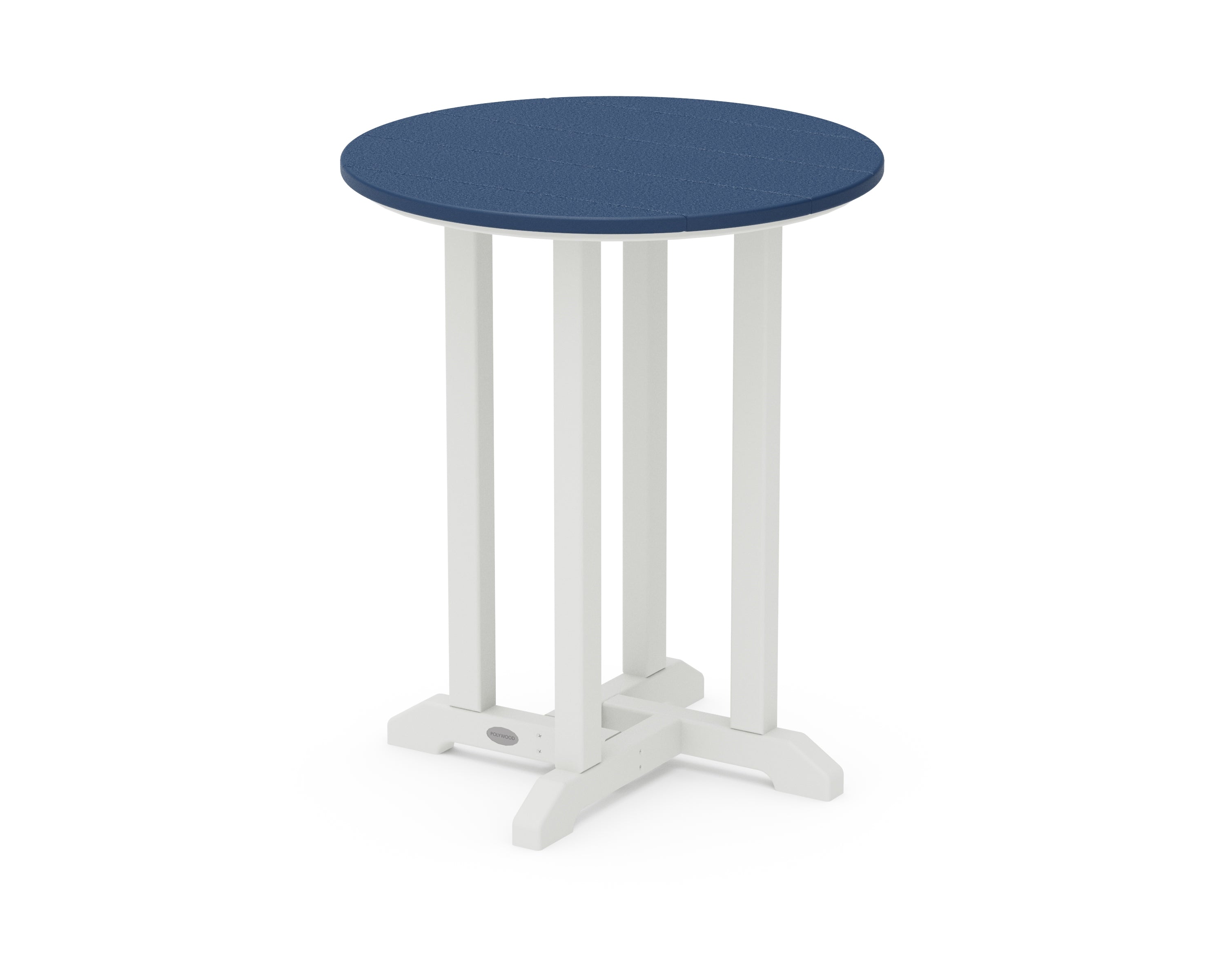 POLYWOOD® Contempo 24" Round Dining Table in White / Navy