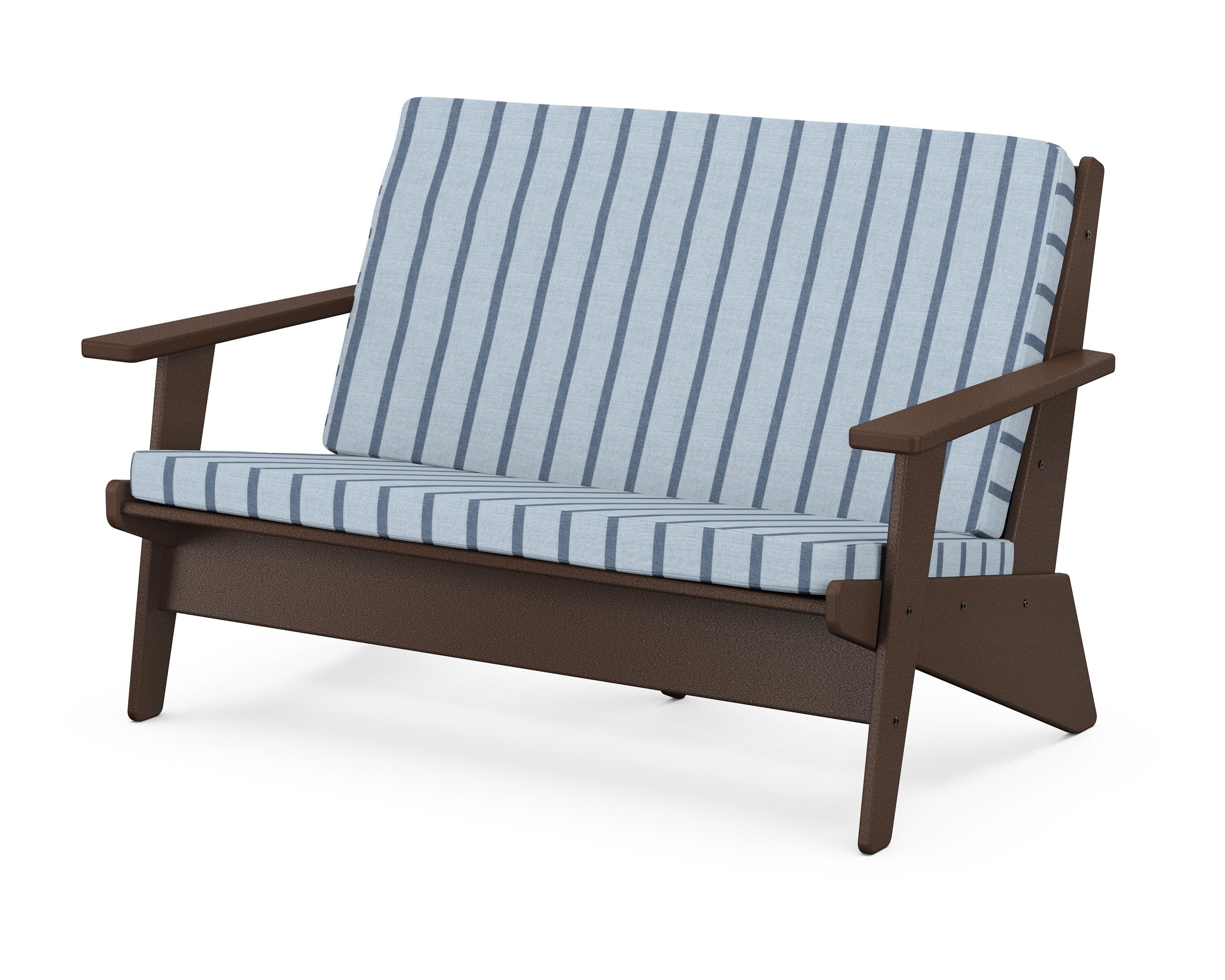 POLYWOOD® Riviera Modern Lounge Loveseat in Mahogany / Unwind Sky