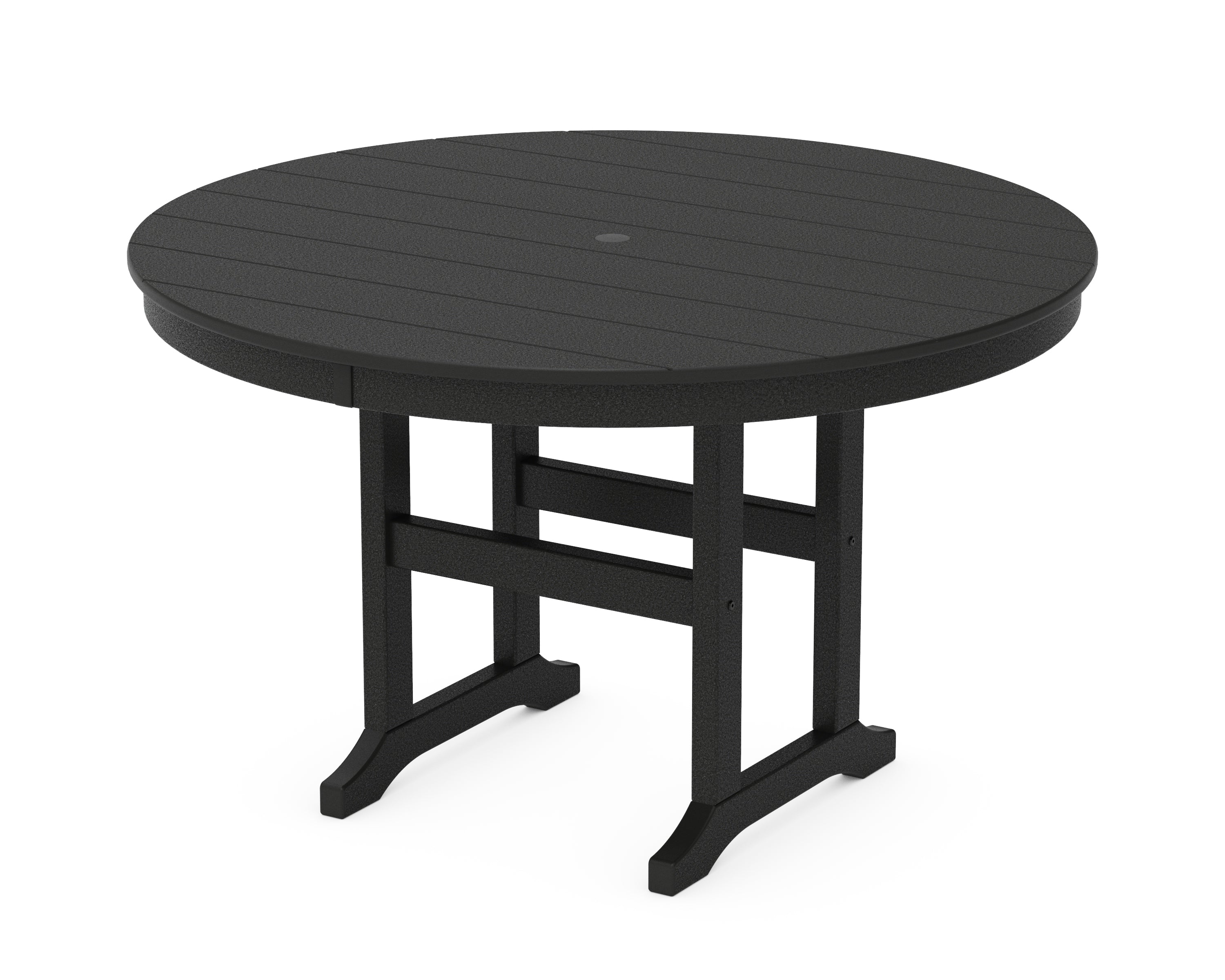 POLYWOOD® 48" Round Farmhouse Dining Table in Black