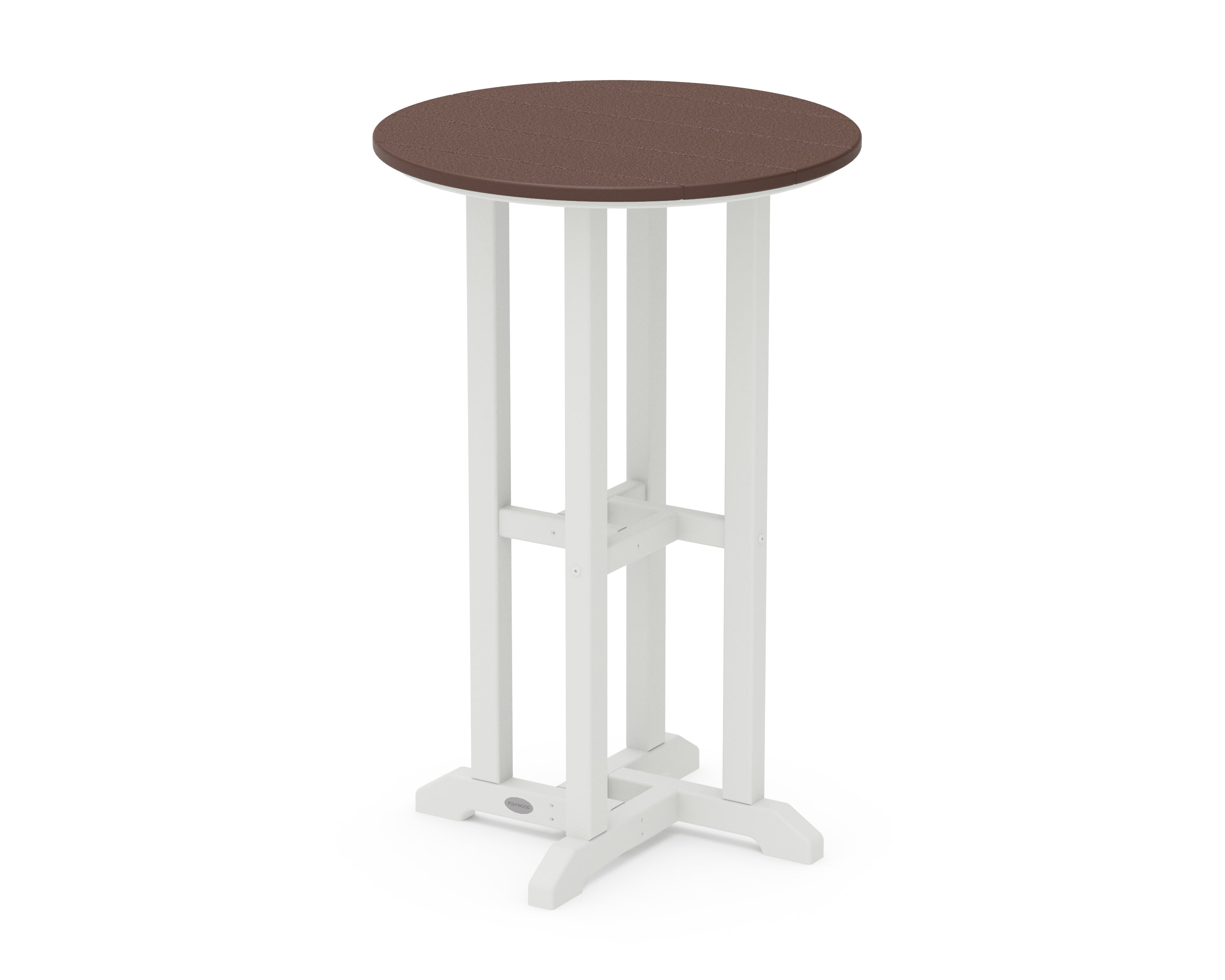 POLYWOOD® Contempo 24" Round Counter Table in White / Mahogany