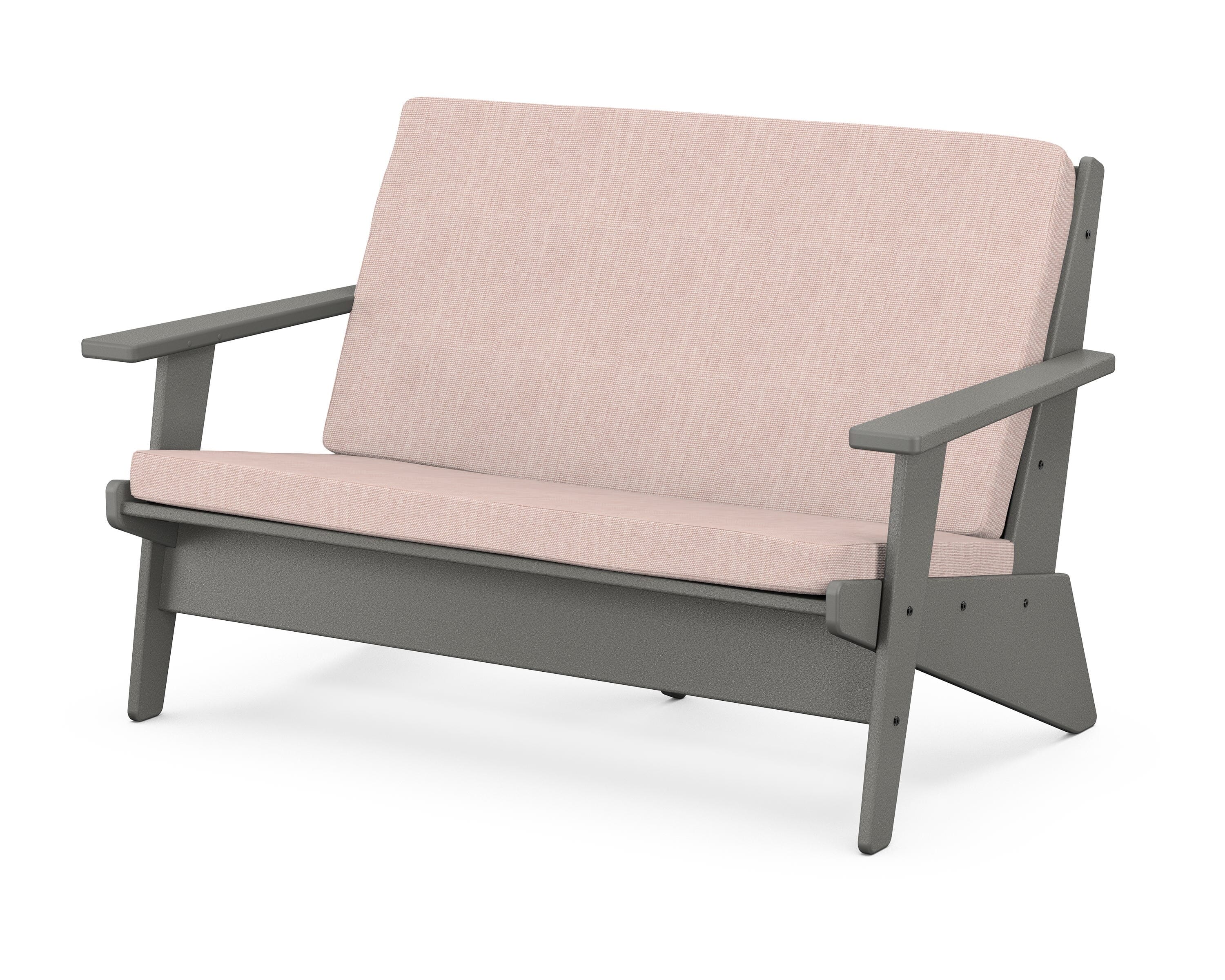 POLYWOOD® Riviera Modern Lounge Loveseat in Slate Grey / Play Cameo