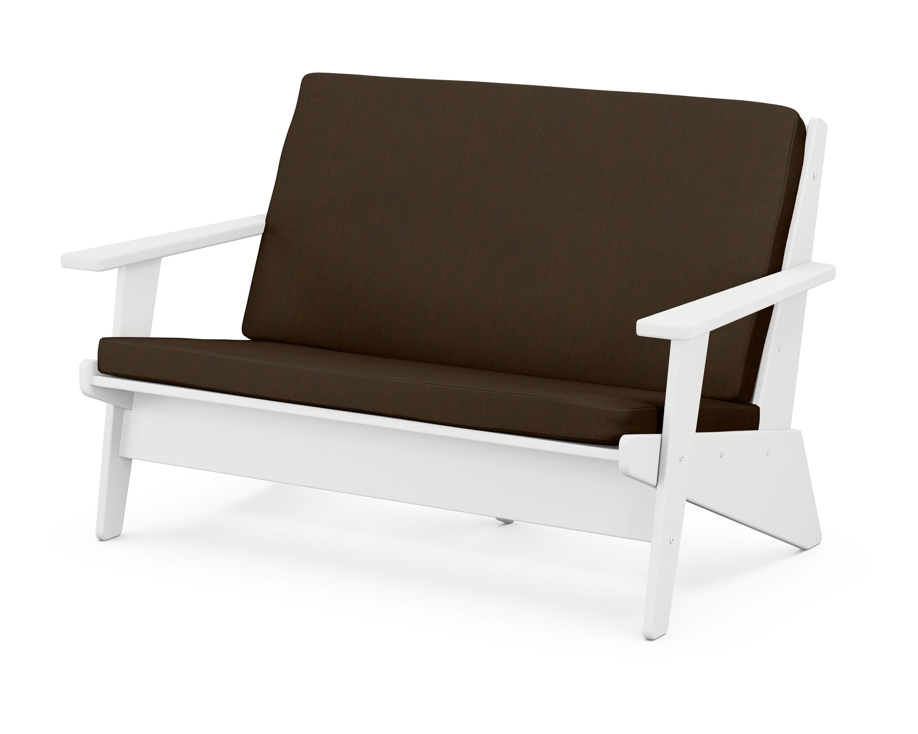 POLYWOOD® Riviera Modern Lounge Loveseat in White / Canvas Java