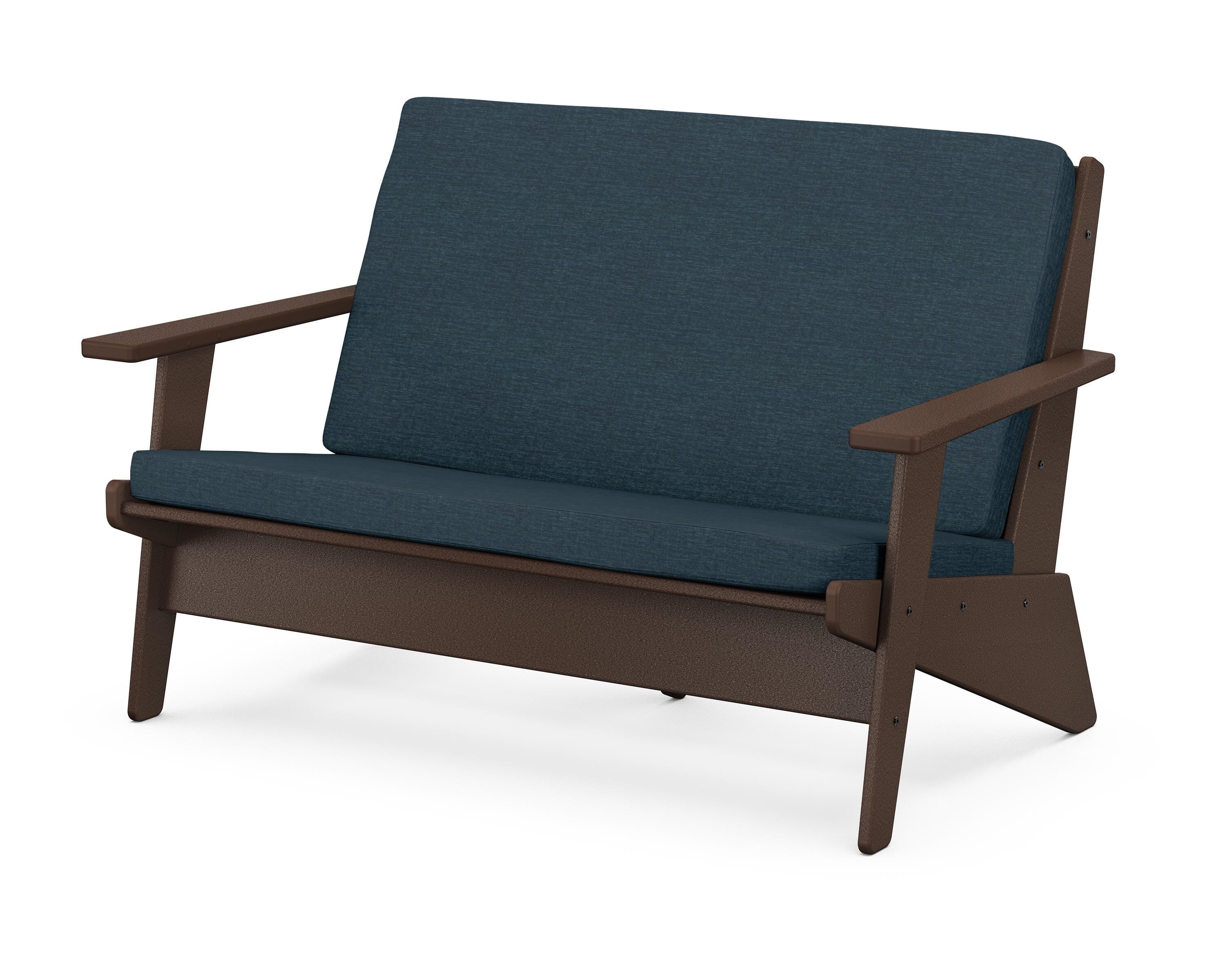 POLYWOOD® Riviera Modern Lounge Loveseat in Mahogany / Platform Indigo