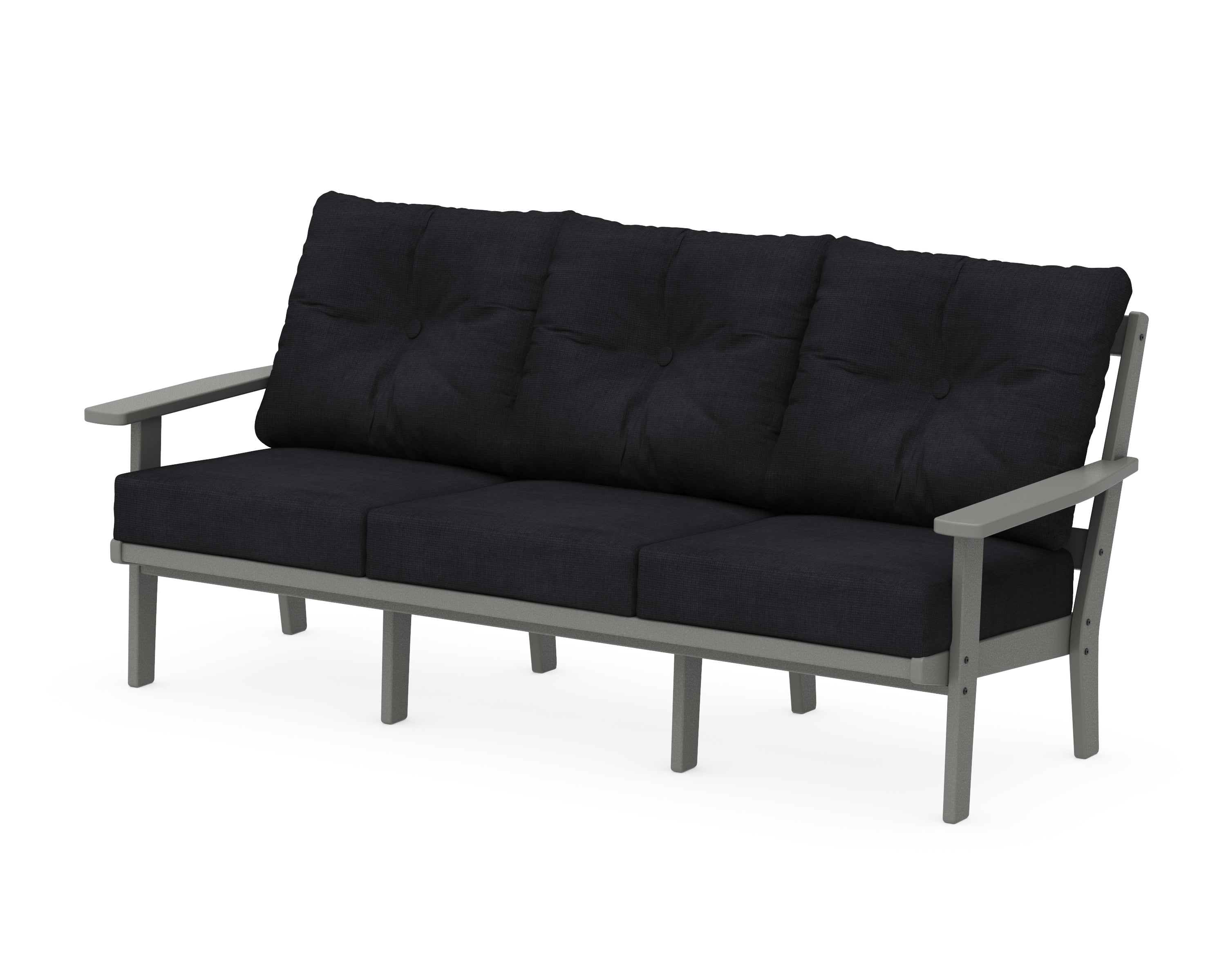 POLYWOOD® Oxford Deep Seating Sofa in Slate Grey / Midnight Linen