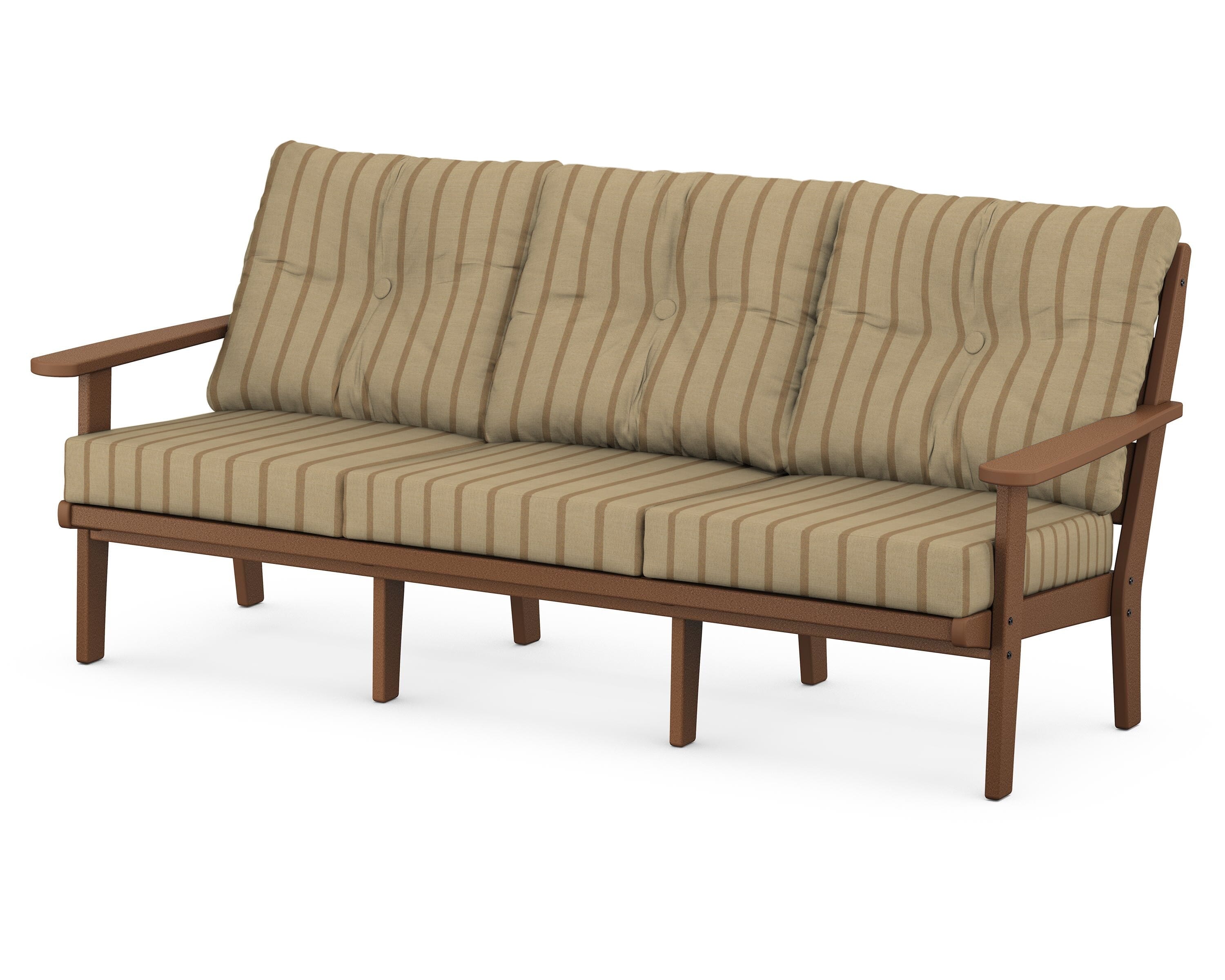 POLYWOOD® Lakeside Deep Seating Sofa in Teak / Unwind Driftwood