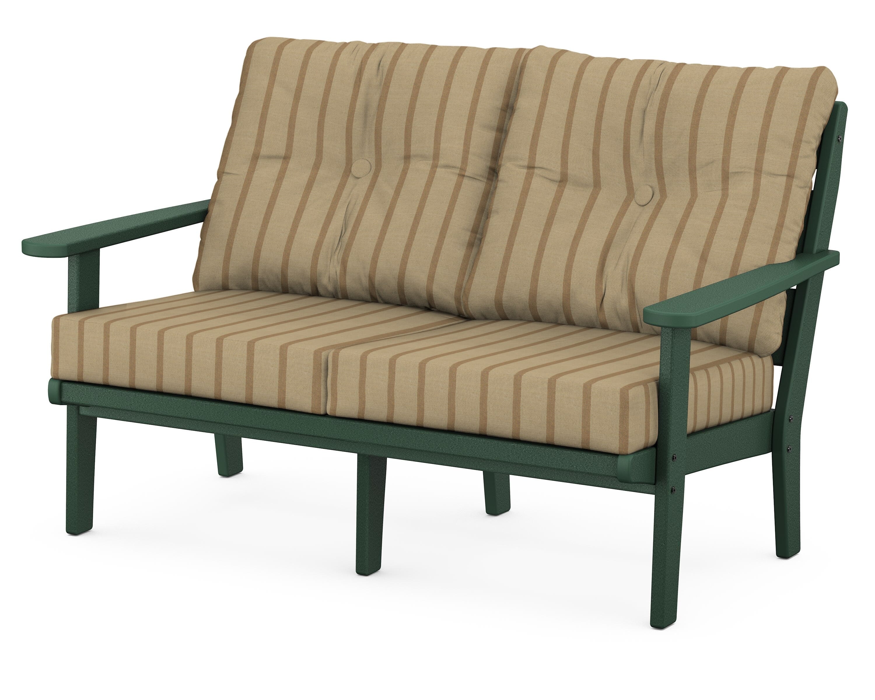 POLYWOOD® Lakeside Deep Seating Loveseat in Green / Unwind Driftwood