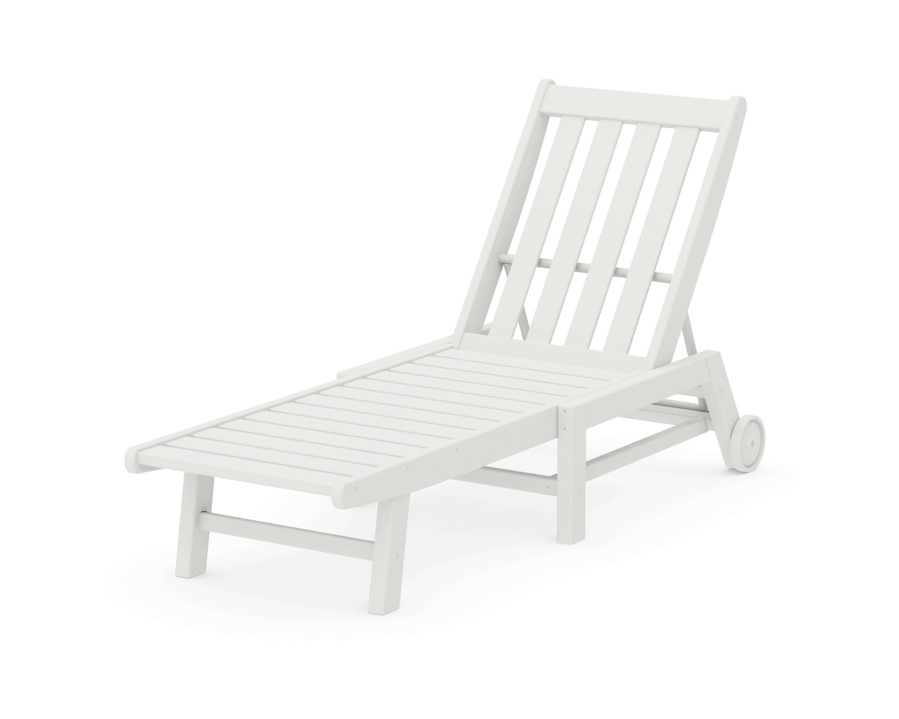 POLYWOOD® Vineyard Chaise with Wheels in White