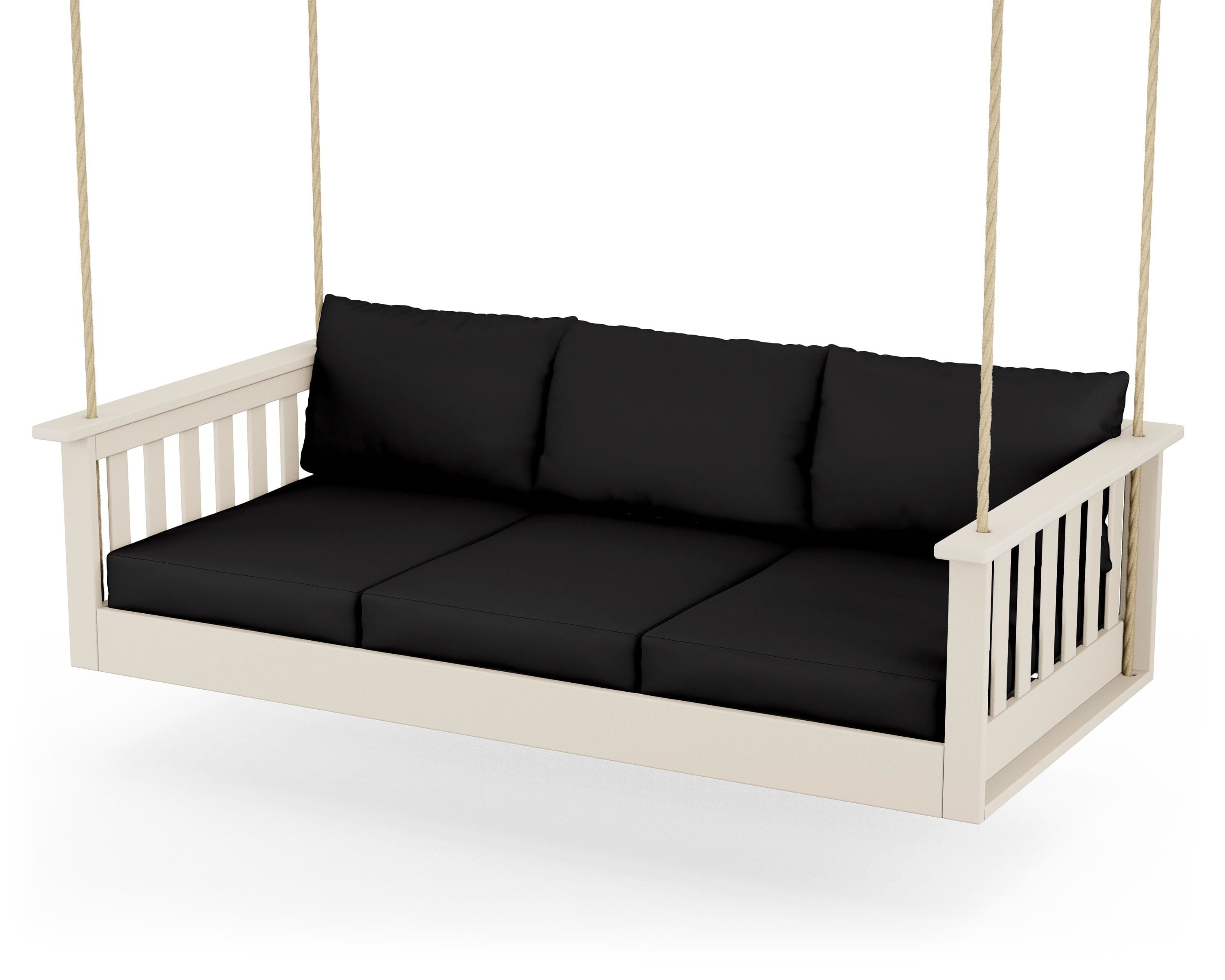 POLYWOOD® Vineyard Daybed Swing in Sand / Canvas Black