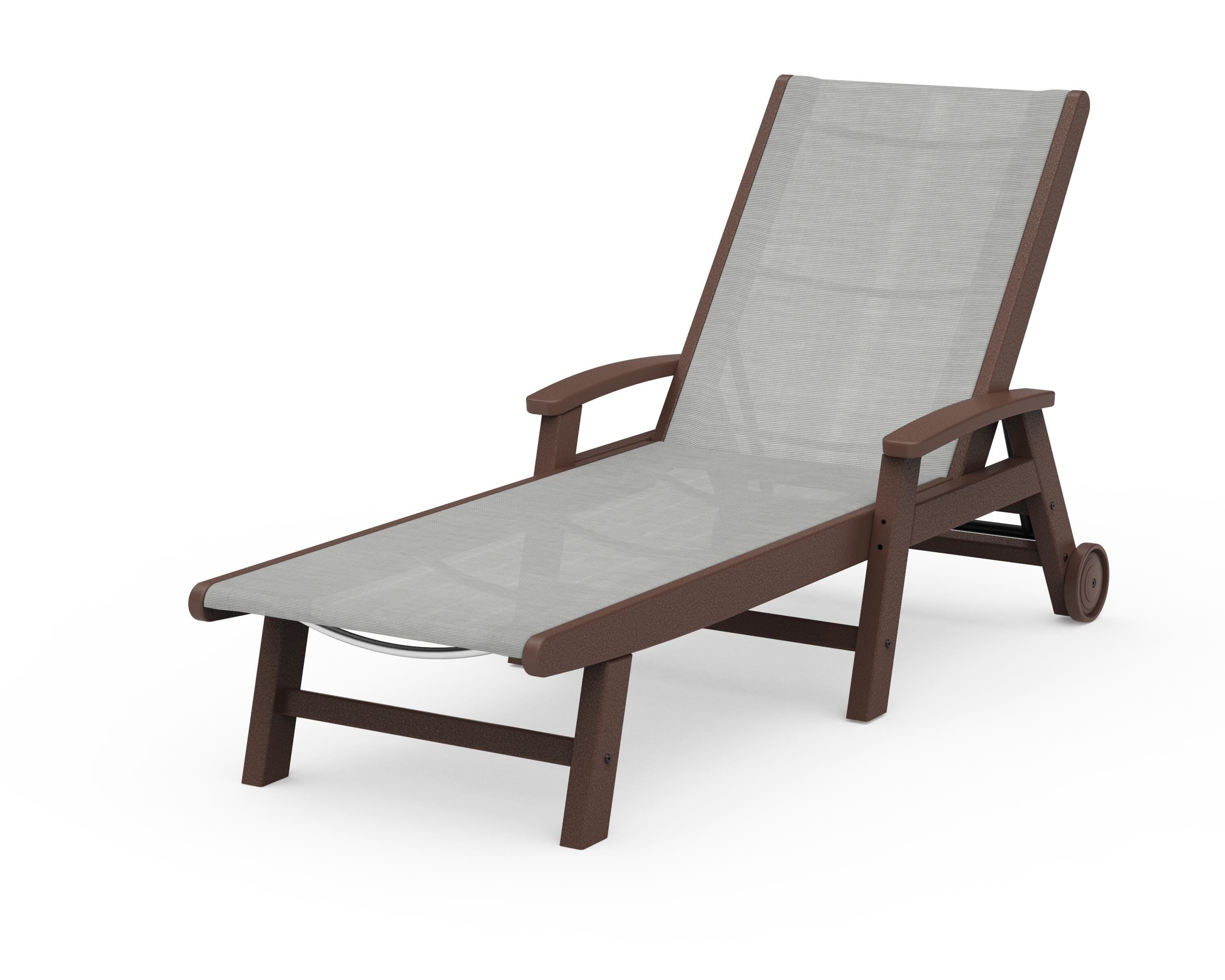 POLYWOOD® Coastal Chaise with Wheels in Mahogany / Metallic Sling