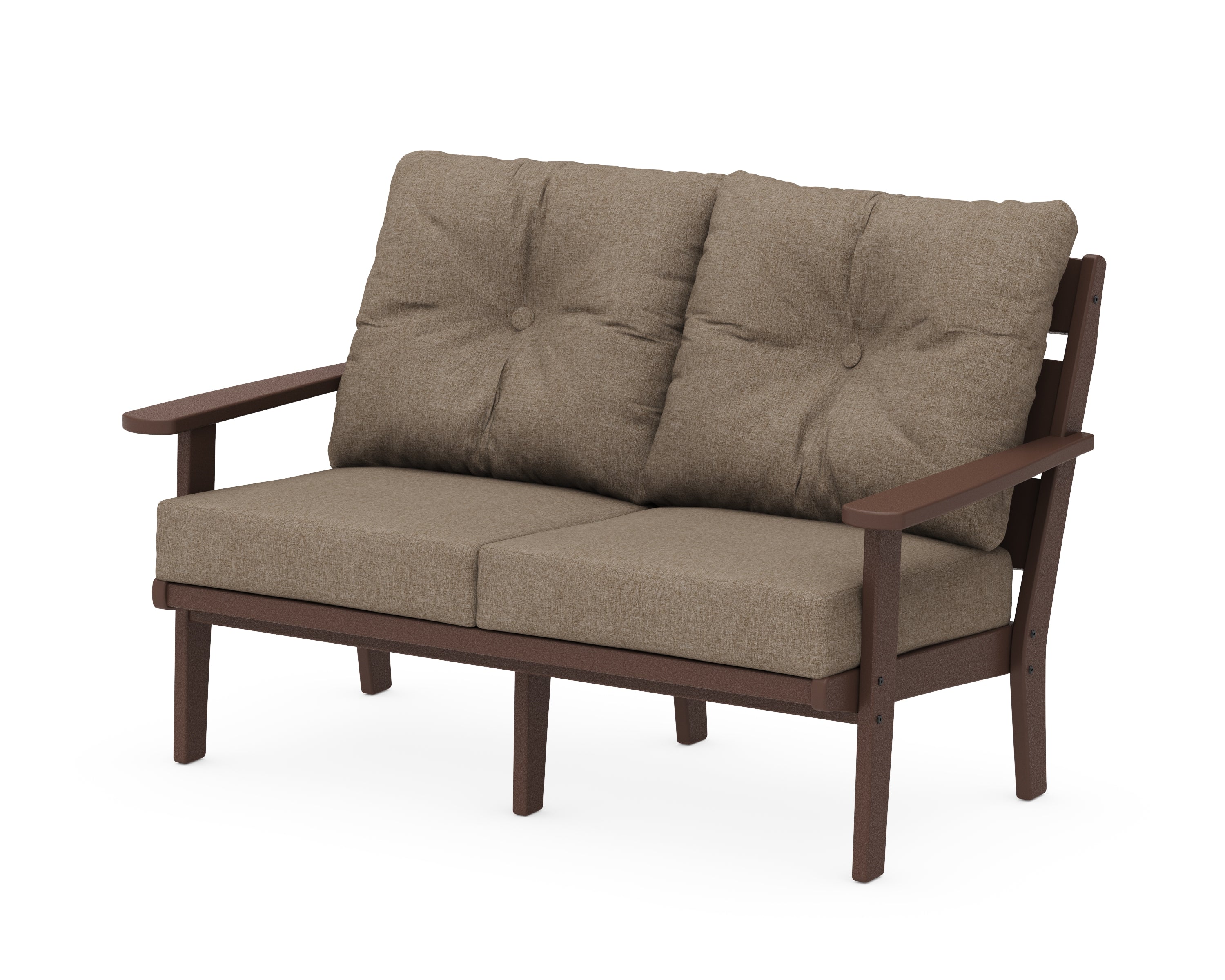 POLYWOOD® Lakeside Deep Seating Loveseat in Mahogany / Spiced Burlap