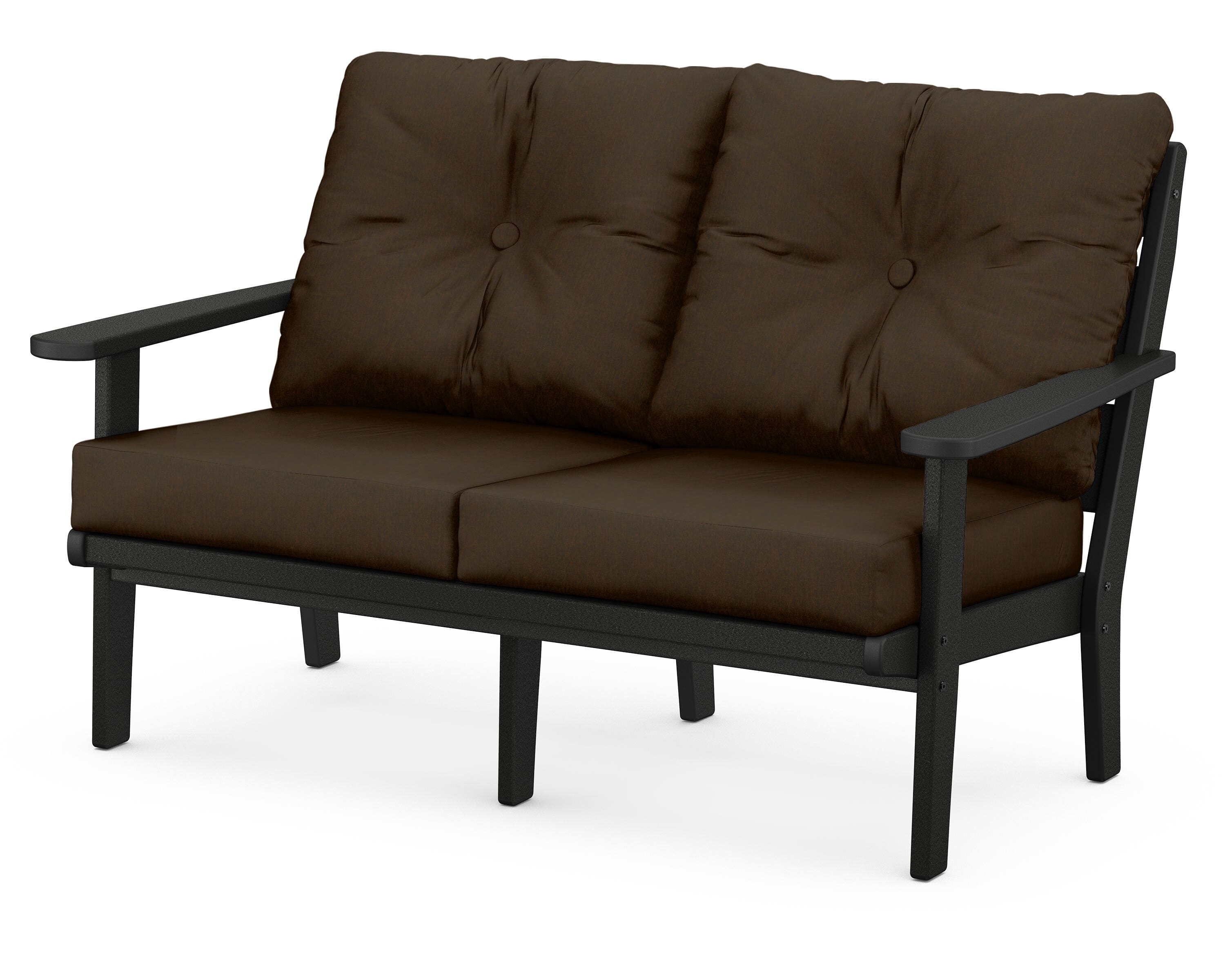 POLYWOOD® Lakeside Deep Seating Loveseat in Black / Canvas Java