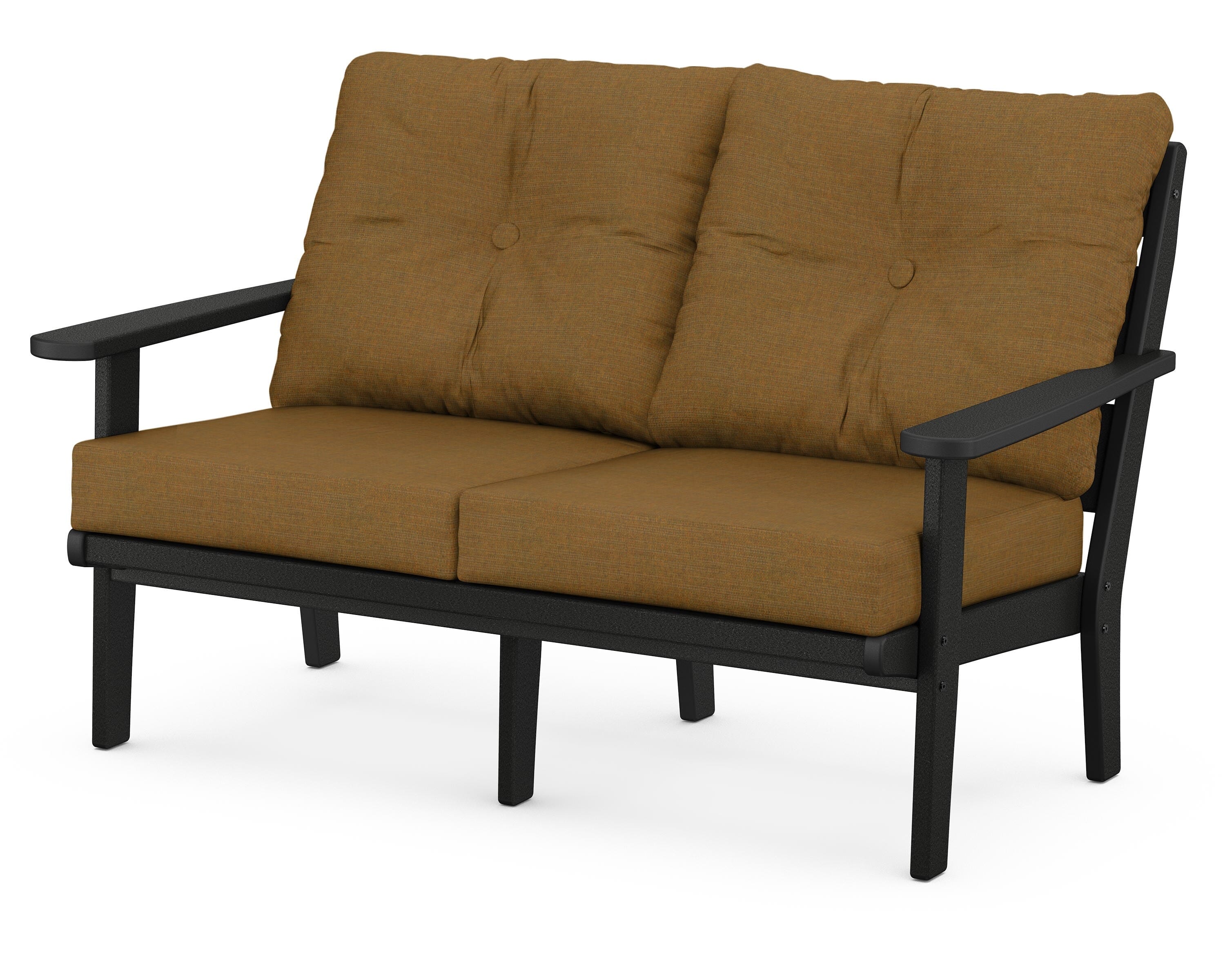 POLYWOOD® Lakeside Deep Seating Loveseat in Black / Exhale Teak