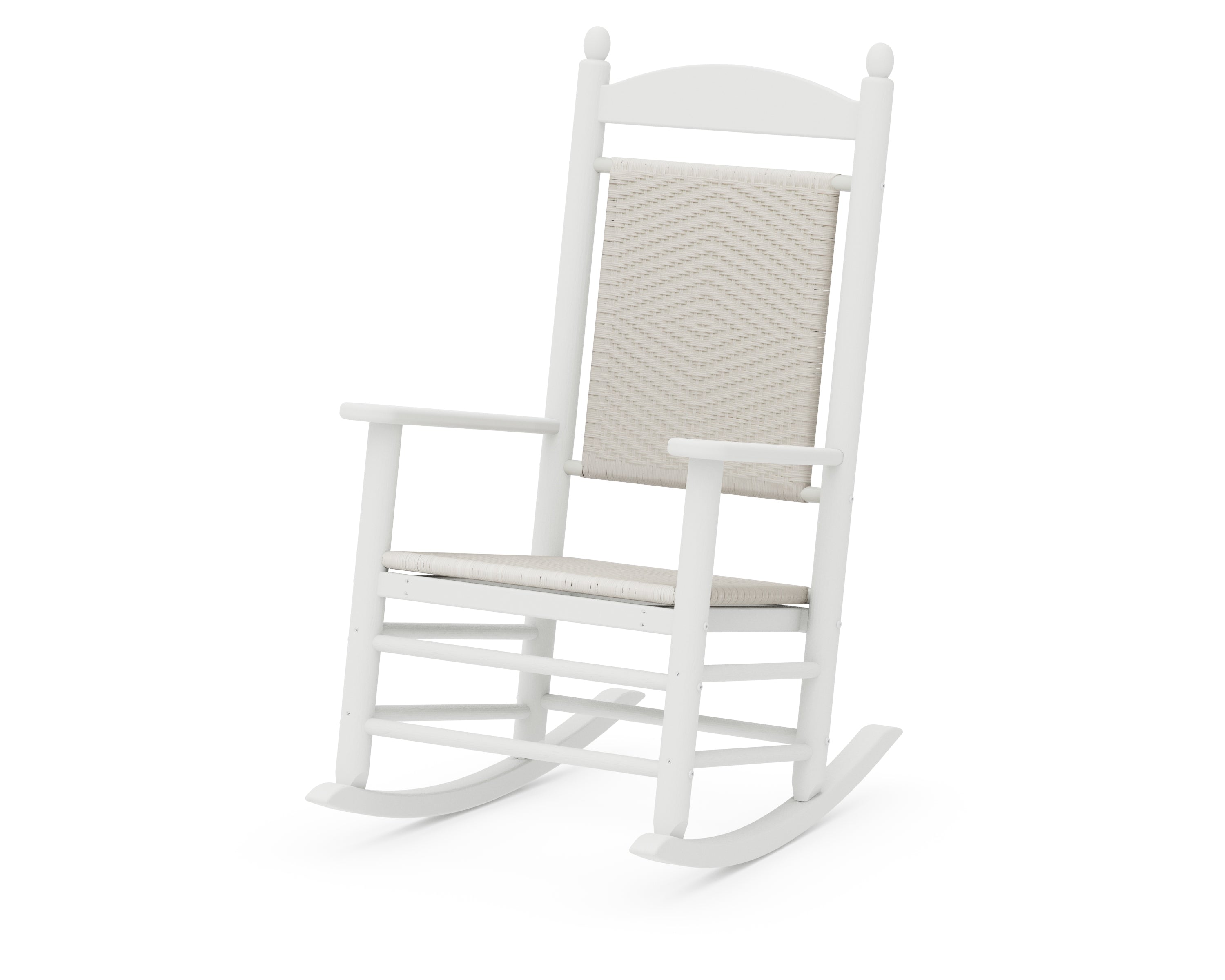 POLYWOOD® Jefferson Woven Rocking Chair in White / White Loom