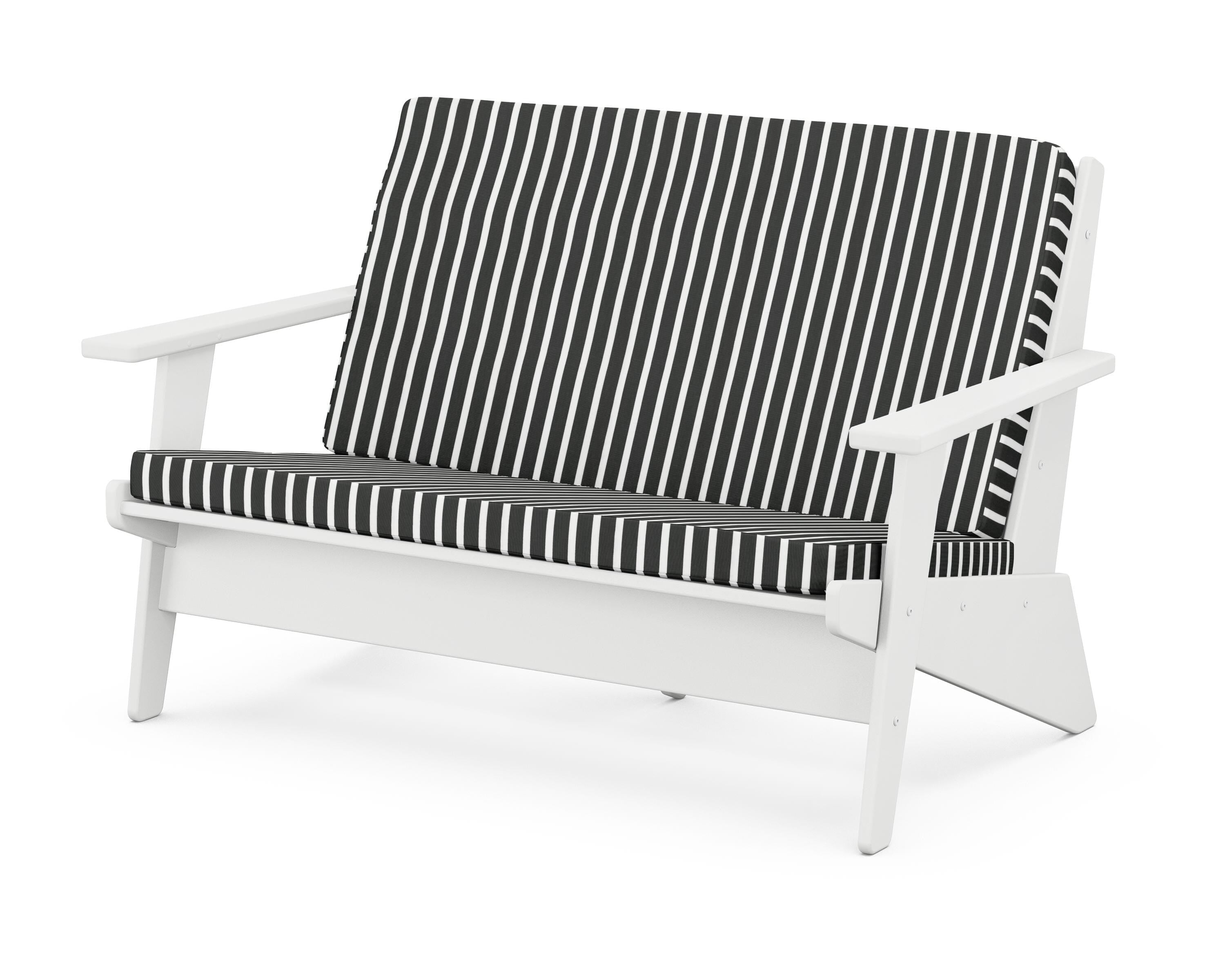 POLYWOOD® Riviera Modern Lounge Loveseat in White / Shore Classic