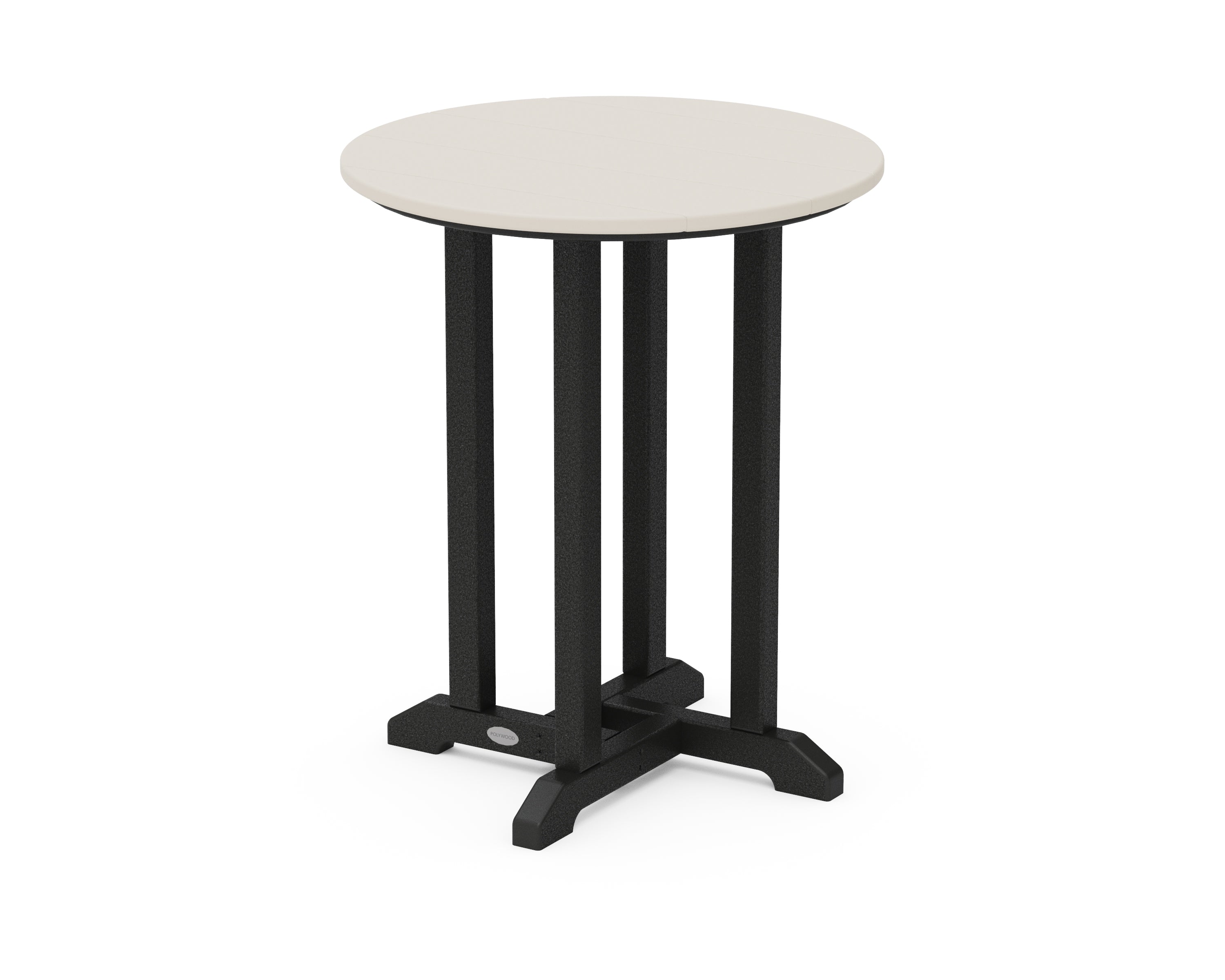 POLYWOOD® Contempo 24" Round Dining Table in Black / Sand