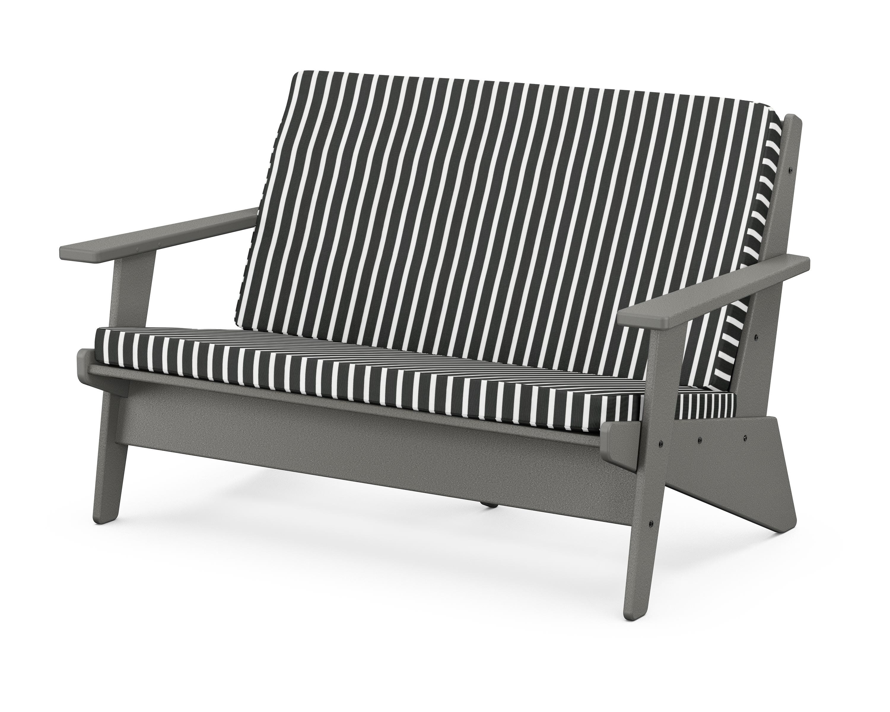 POLYWOOD® Riviera Modern Lounge Loveseat in Slate Grey / Shore Classic