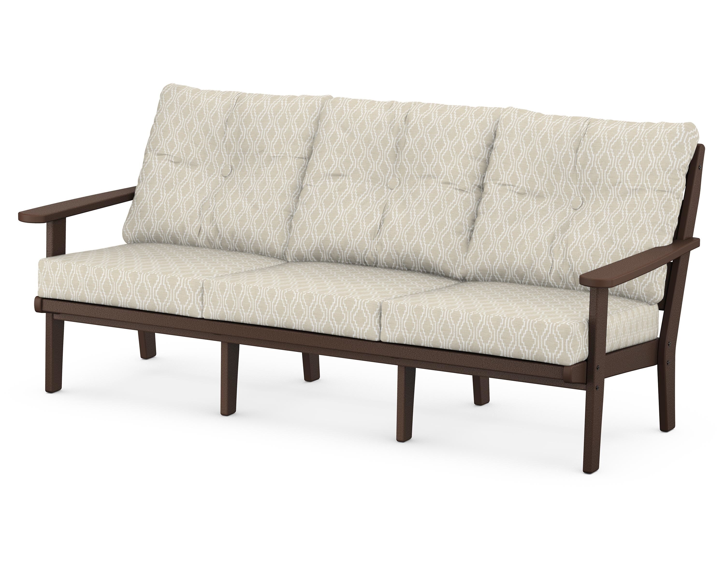POLYWOOD® Lakeside Deep Seating Sofa in Mahogany / Solve Linen