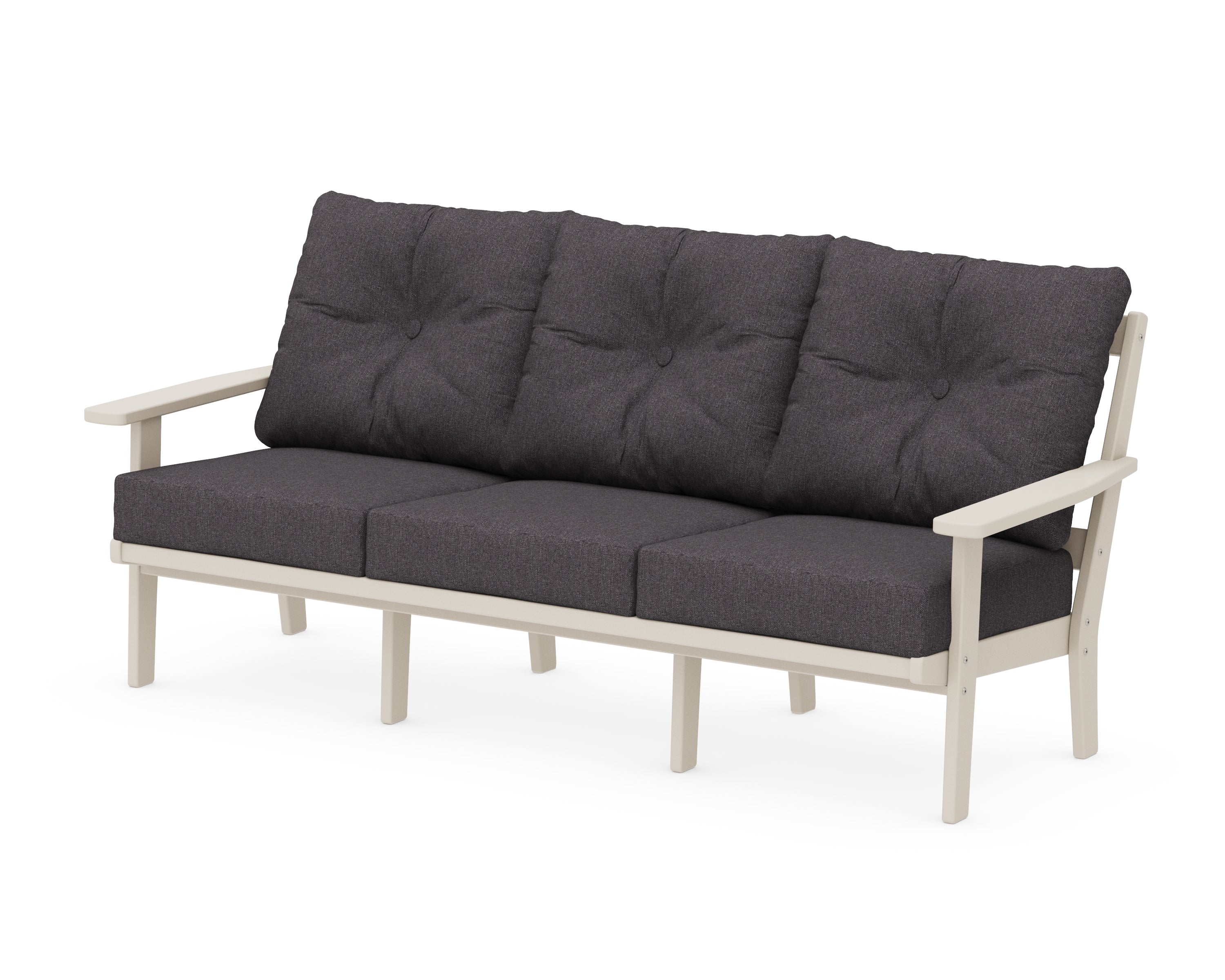 POLYWOOD® Oxford Deep Seating Sofa in Sand / Ash Charcoal
