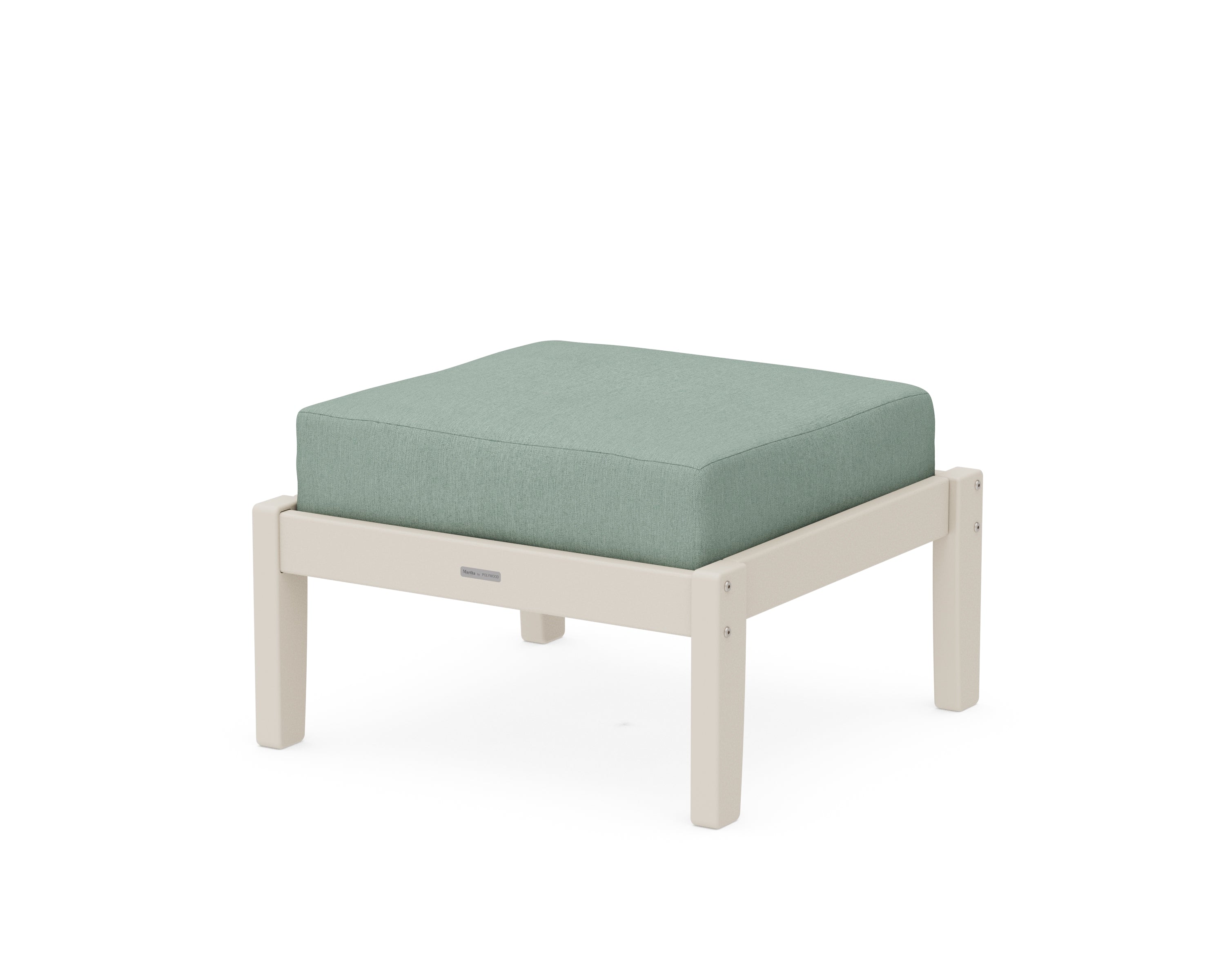 Martha Stewart by POLYWOOD® Chinoiserie Deep Seating Ottoman in Sand / Glacier Spa