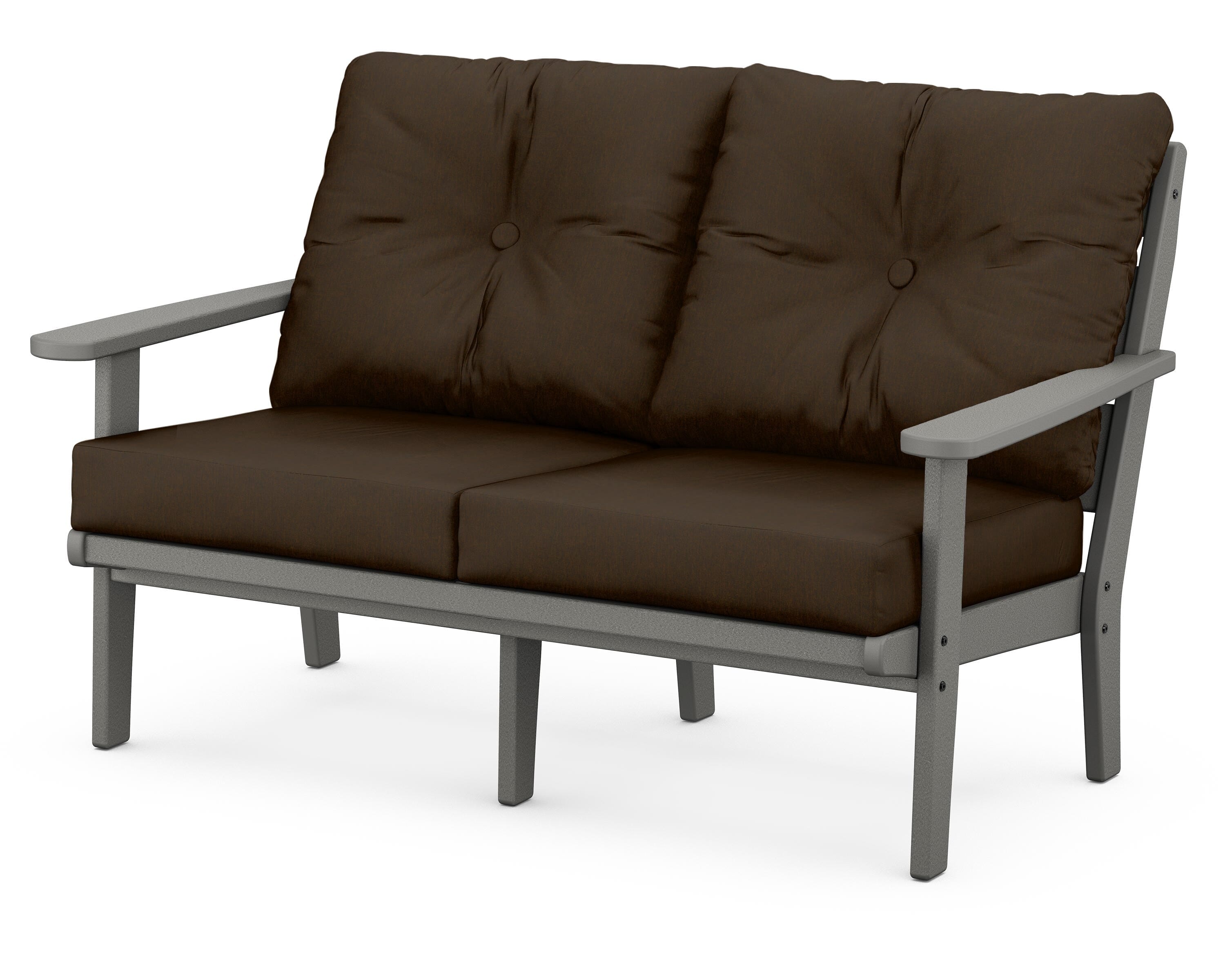 POLYWOOD® Lakeside Deep Seating Loveseat in Slate Grey / Canvas Java