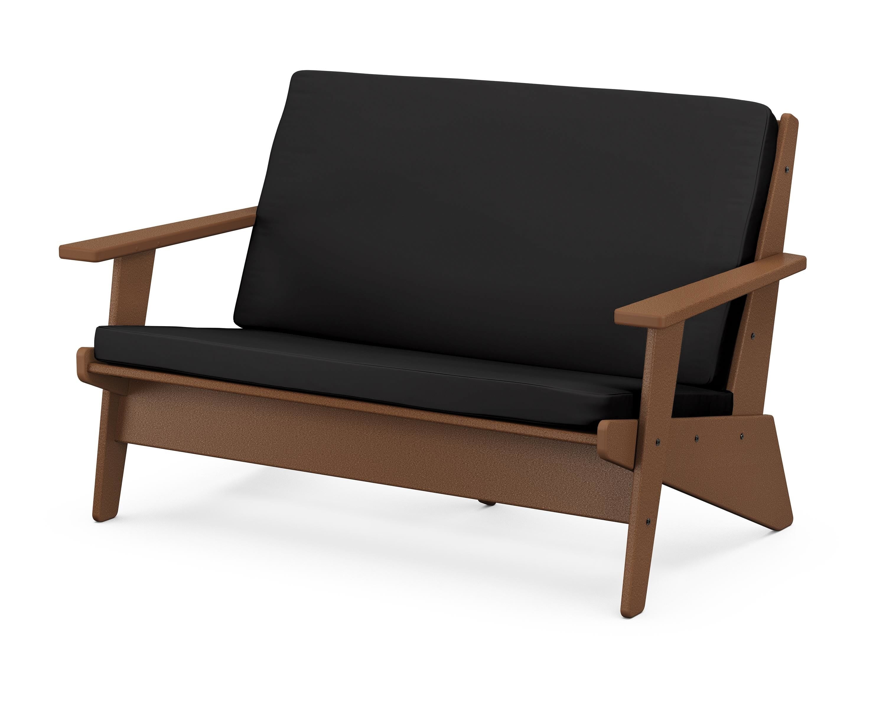POLYWOOD® Riviera Modern Lounge Loveseat in Teak / Canvas Black