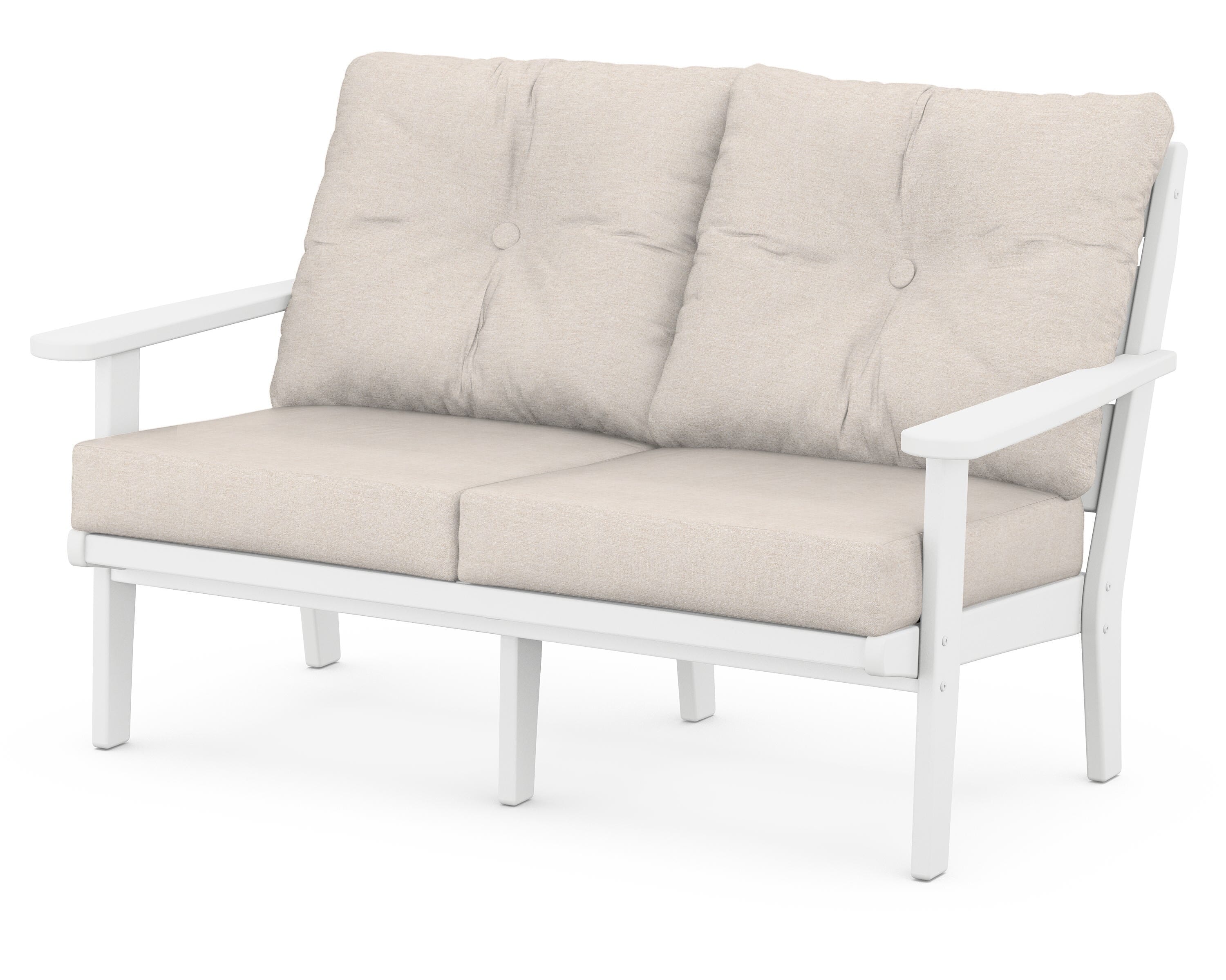 POLYWOOD® Lakeside Deep Seating Loveseat in White / Nuance Cloud