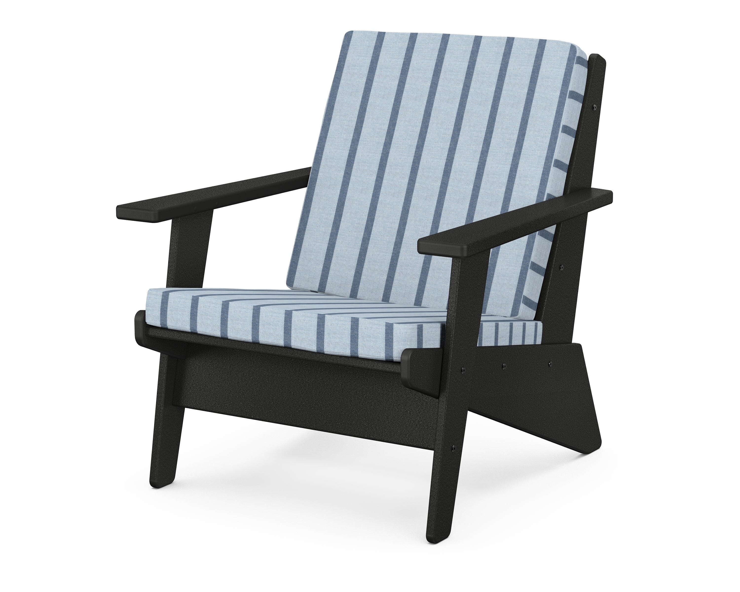 POLYWOOD® Riviera Modern Lounge Chair in Black / Unwind Sky