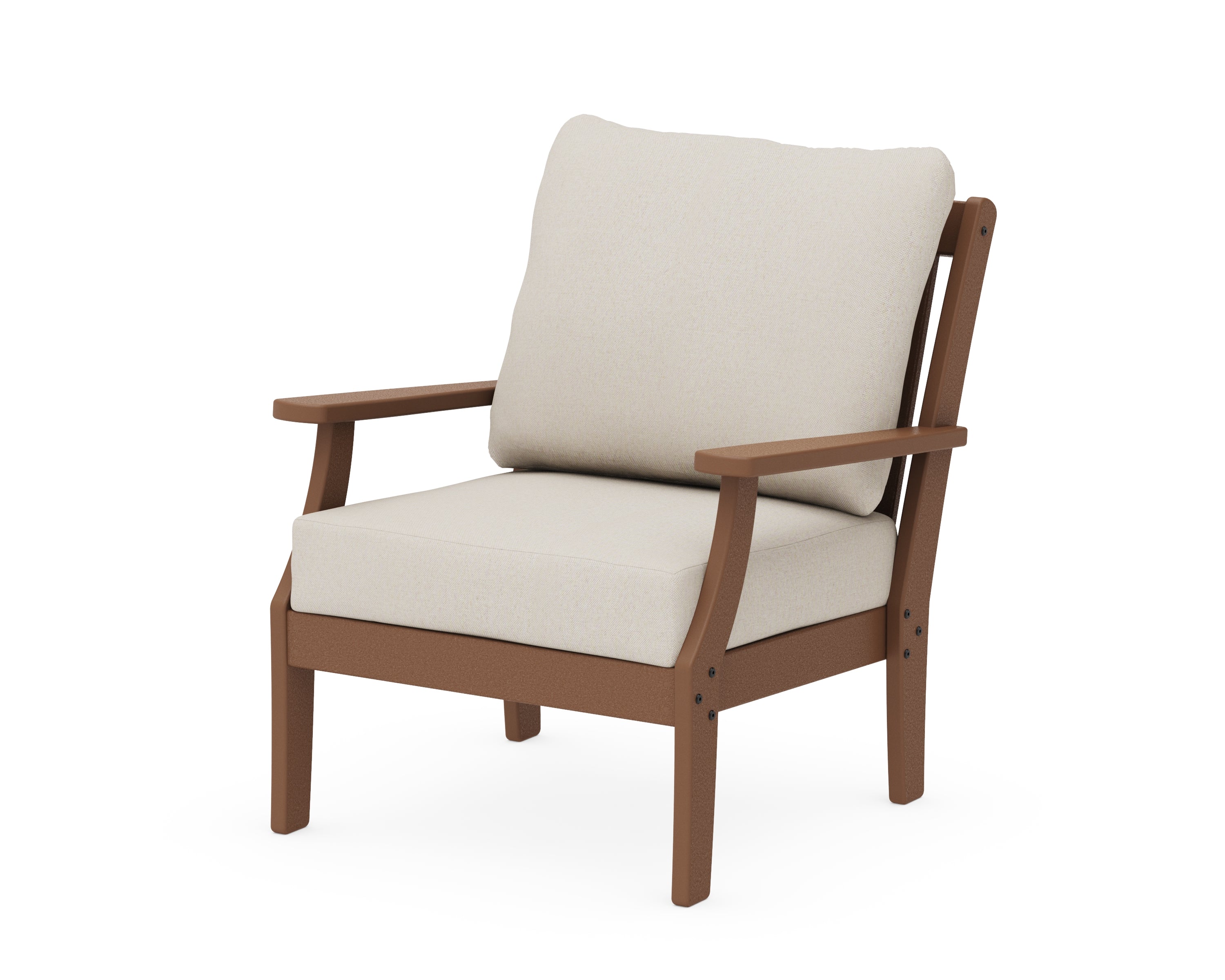 POLYWOOD® Braxton Deep Seating Chair in Teak / Dune Burlap