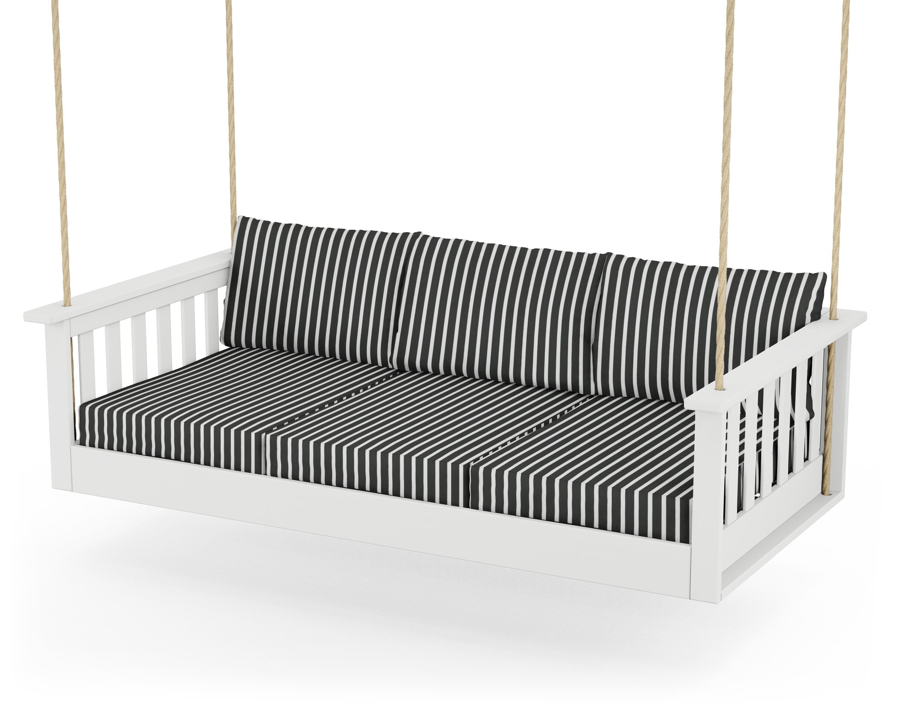 POLYWOOD® Vineyard Daybed Swing in White / Shore Classic