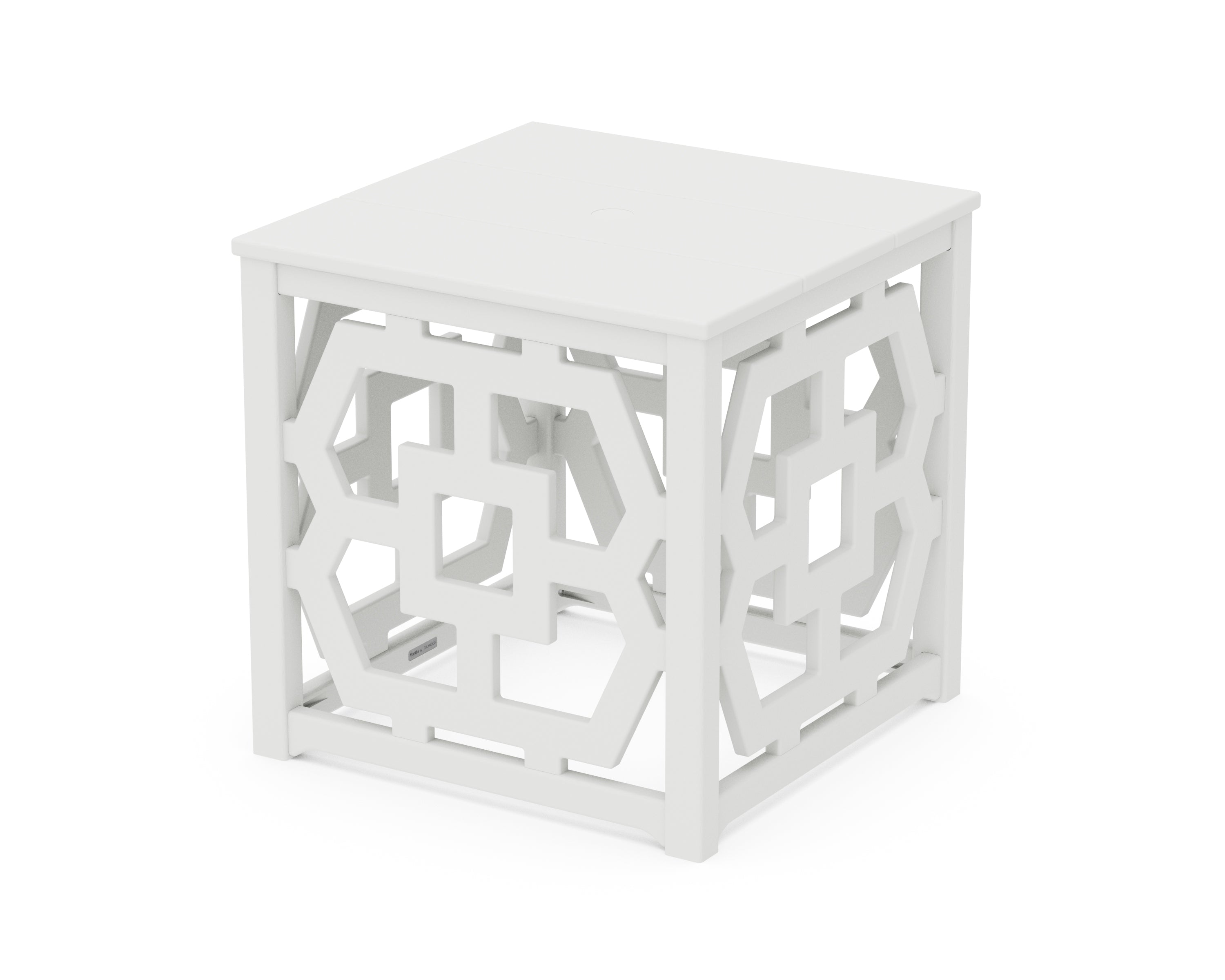 Martha Stewart by POLYWOOD® Chinoiserie Umbrella Stand Accent Table in White
