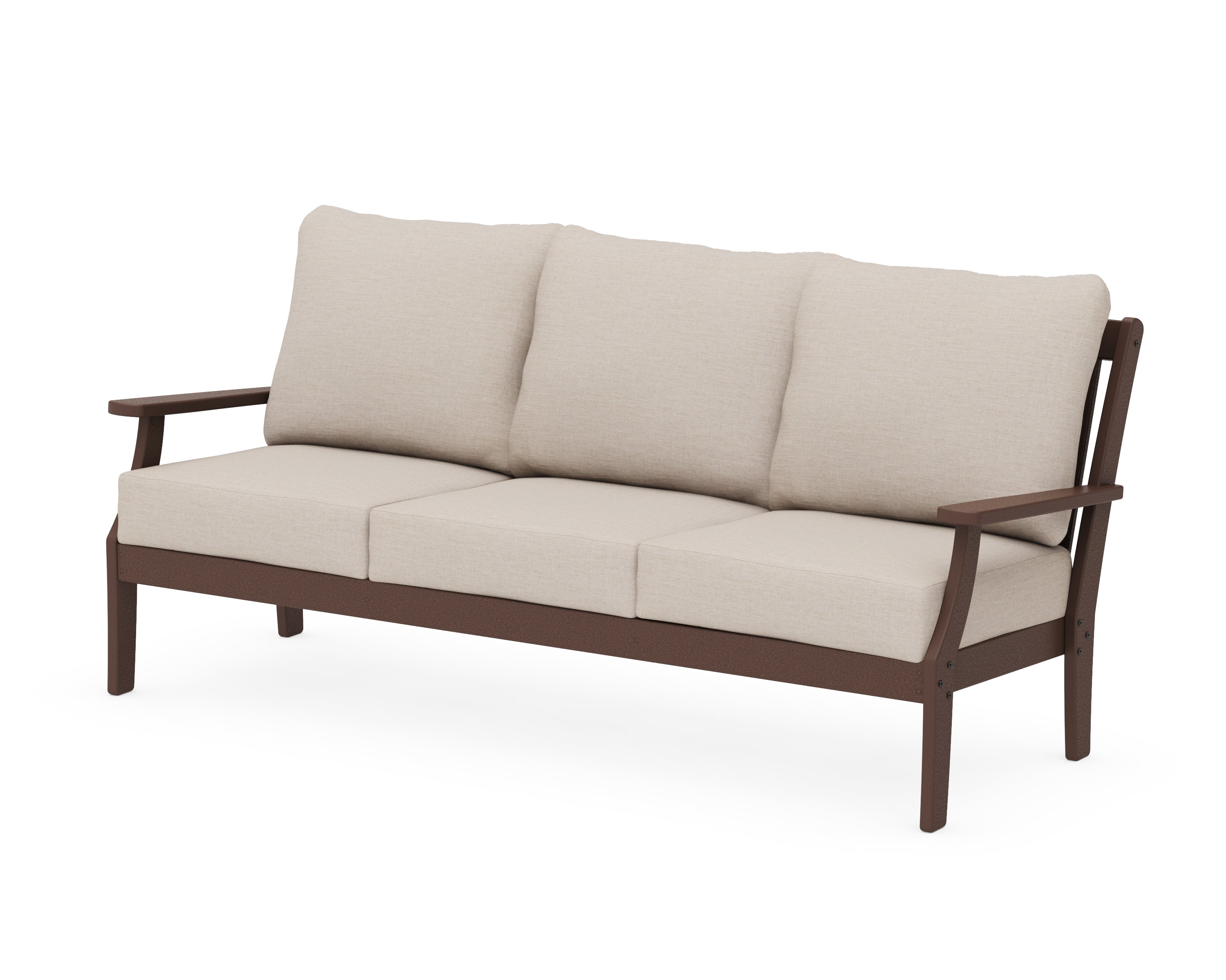POLYWOOD® Braxton Deep Seating Sofa in Mahogany / Cast Ash