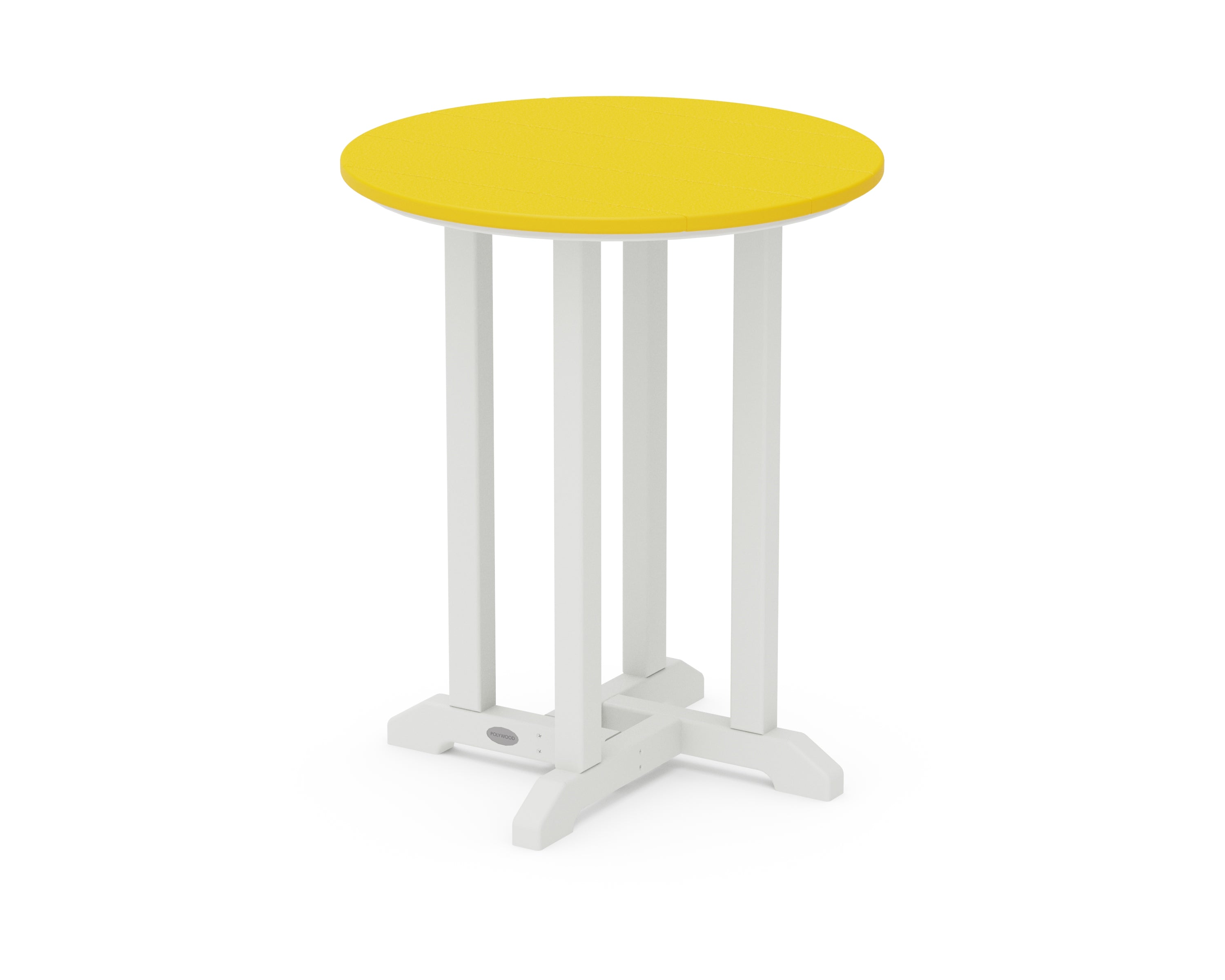 POLYWOOD® Contempo 24" Round Dining Table in White / Lemon