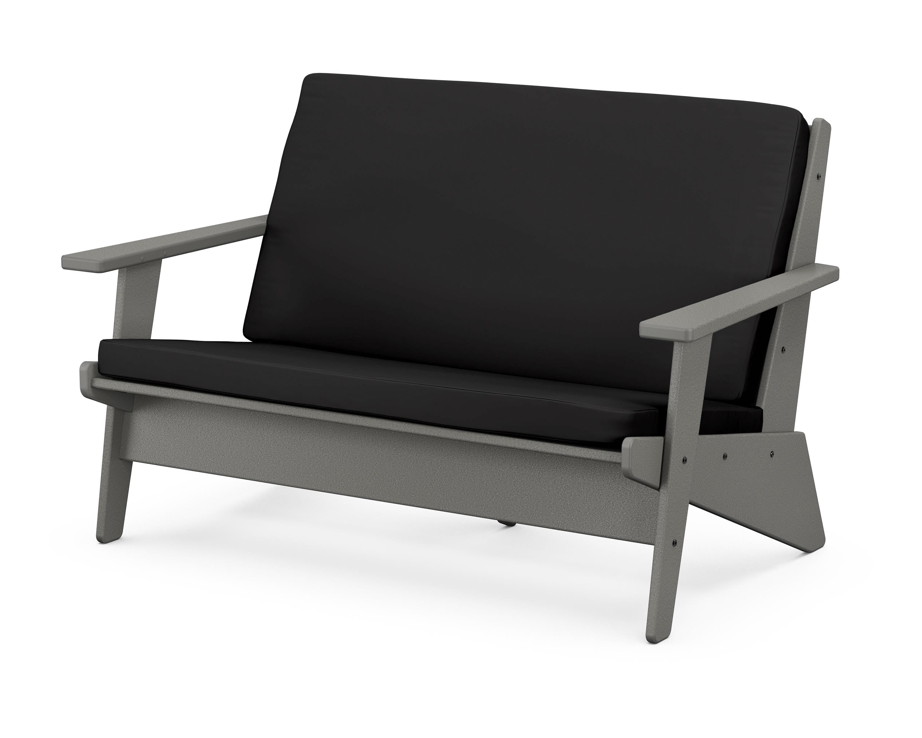POLYWOOD® Riviera Modern Lounge Loveseat in Slate Grey / Canvas Black